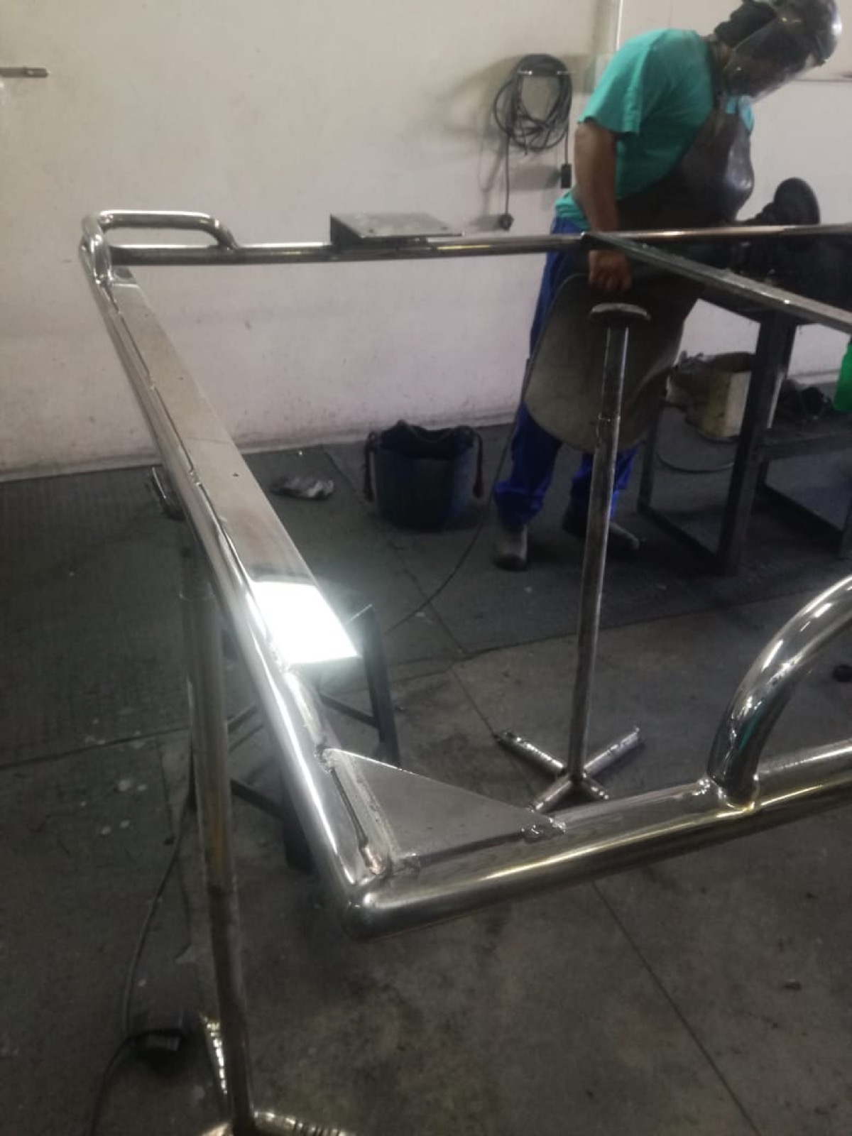 The solar arch frame taking shape in the Cape Town workshop