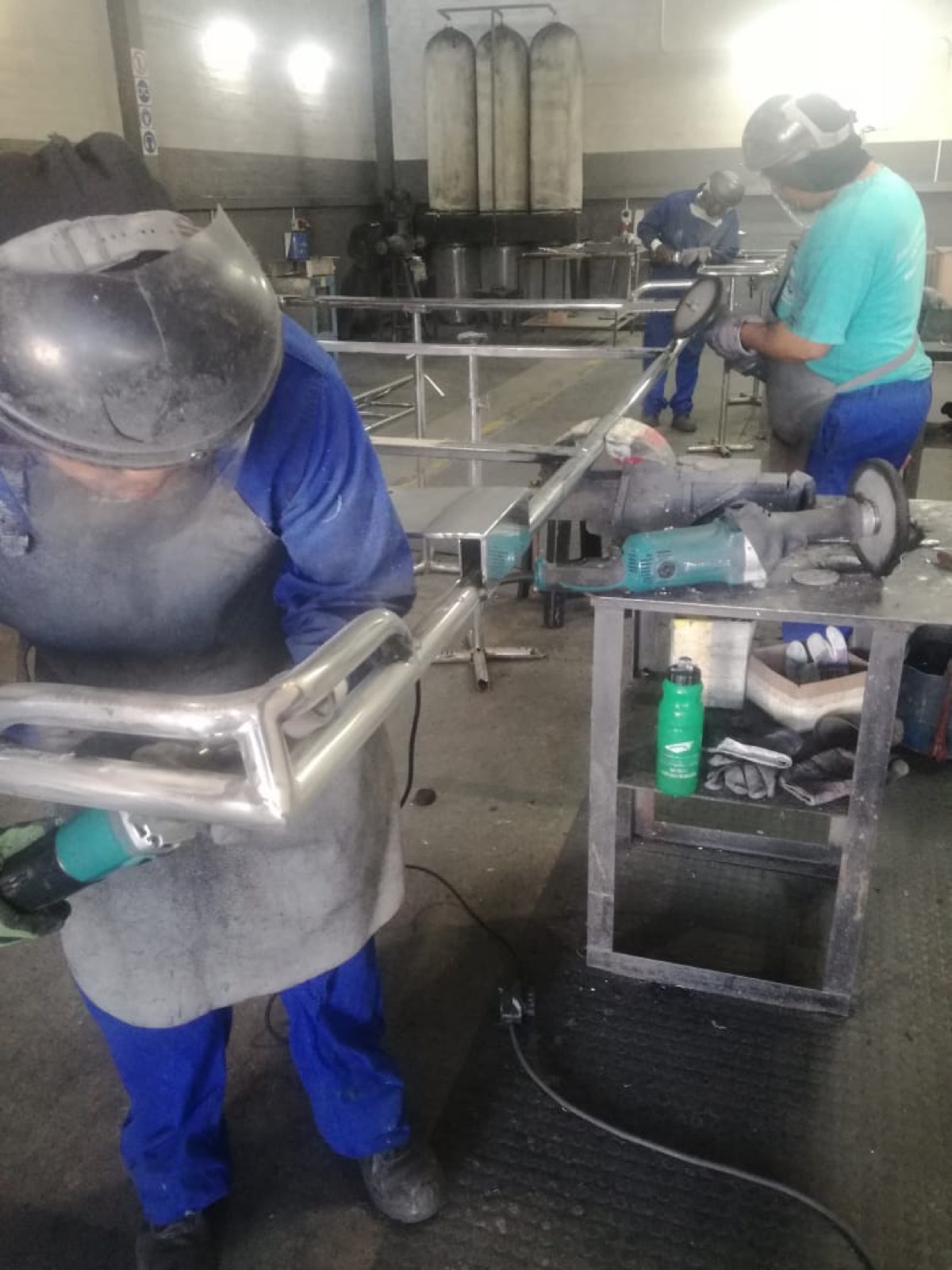 Welding the stainless steel arch frame