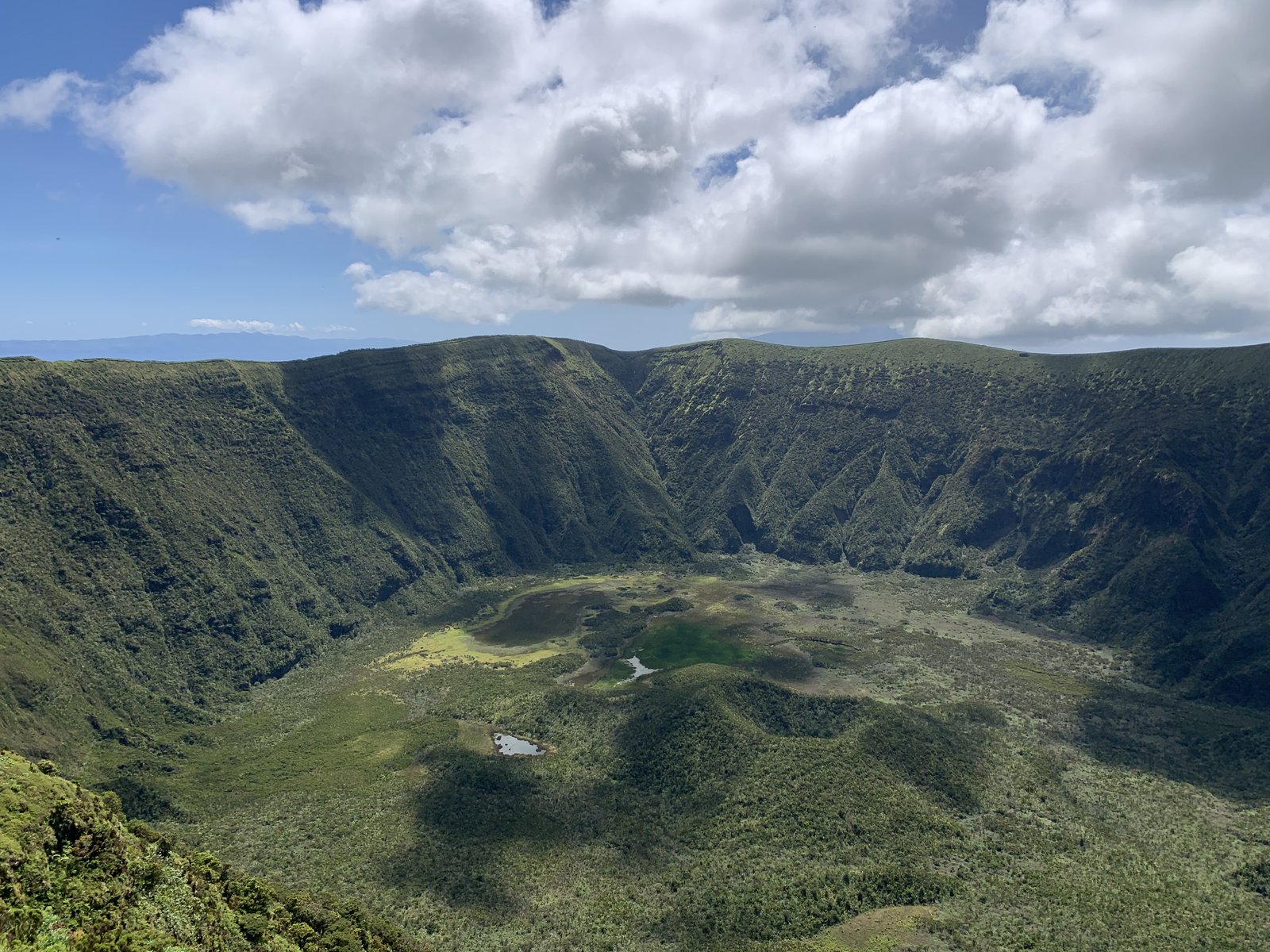 The Caldeira of Faial — a 2km wide volcanic crater, lush jungle dropping straight to the sea.