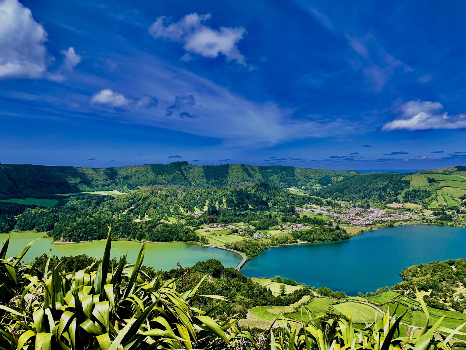 Sete Cidades, São Miguel — twin crater lakes where the Azores green meets the Atlantic blue.