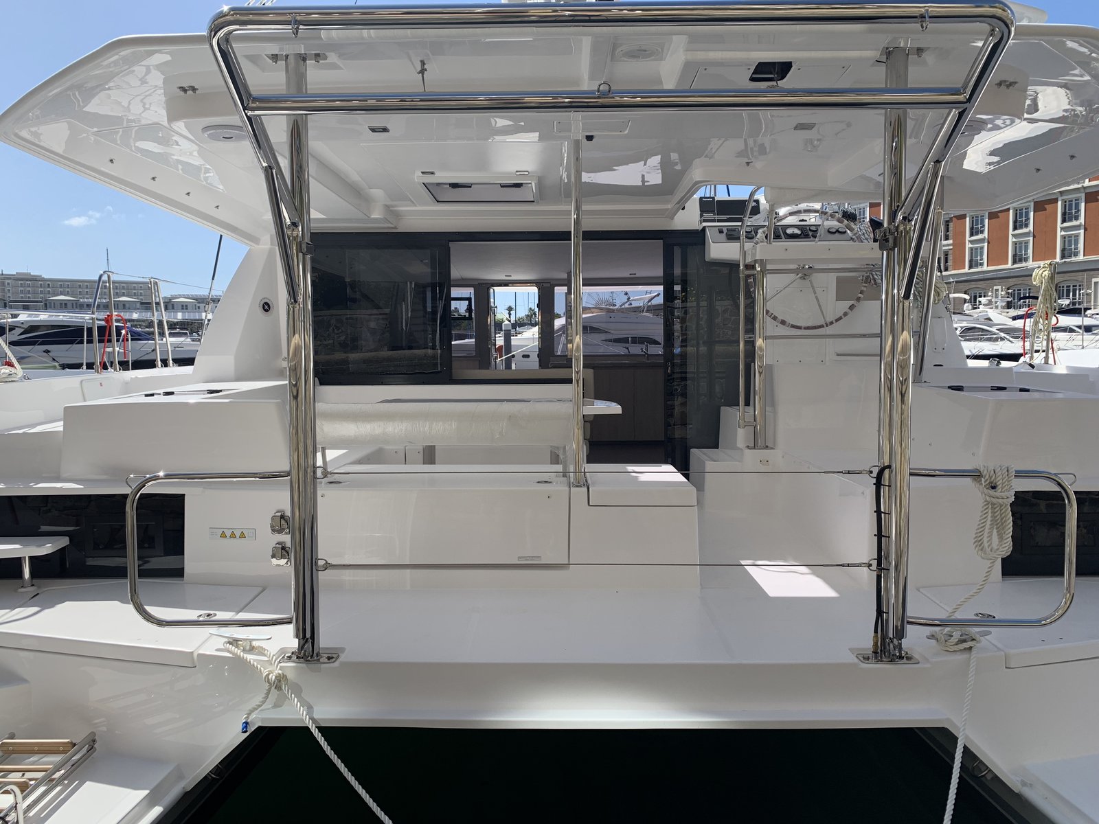 The aft platform and cockpit viewed from the dock