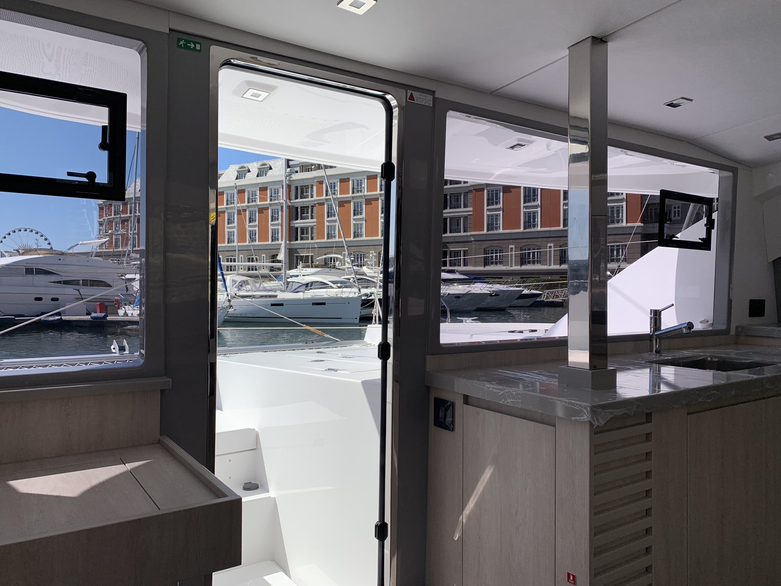 Looking forward through the foredeck door from the nav station
