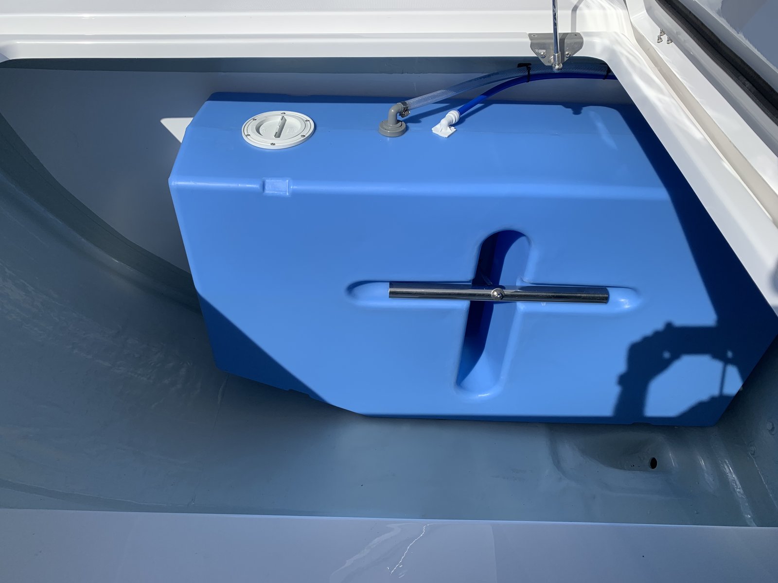 The water tank in one of the hull lockers