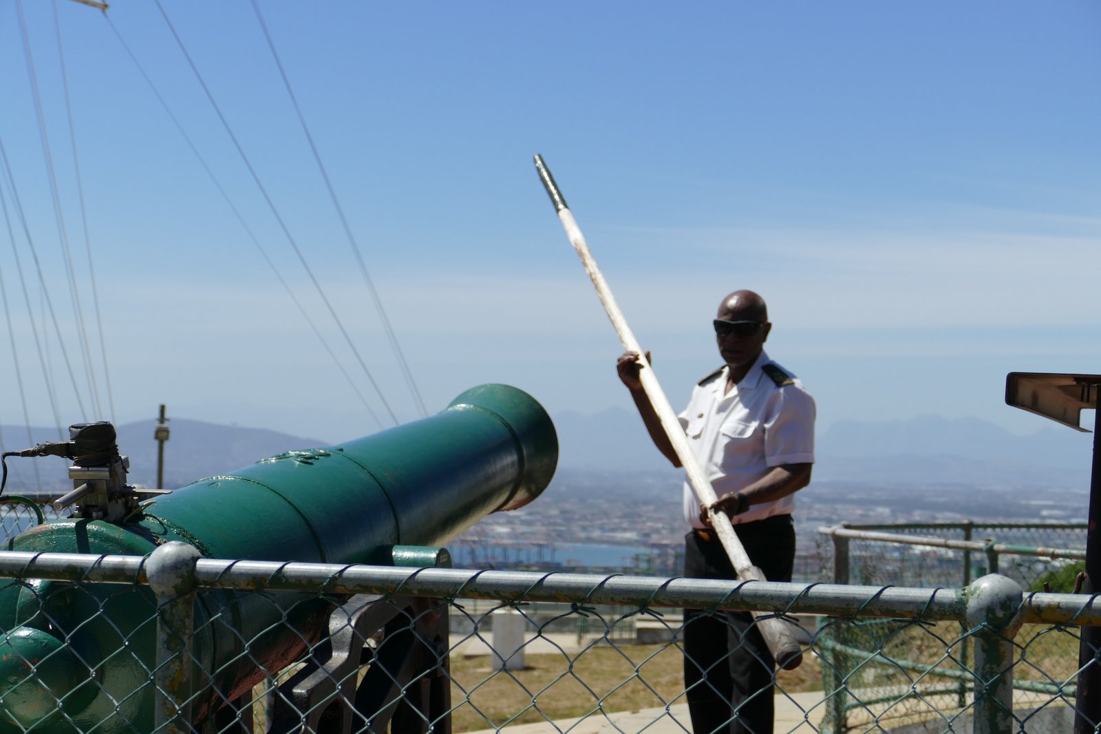 The Signal Hill Noon Gun officer prepares to fire the historic cannon