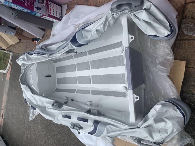 Our new Ballistic RIB dinghy freshly unwrapped at Caraibe Marine