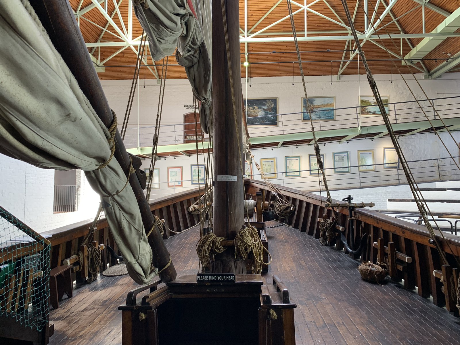 The deck of the caravel replica — the crew slept in the open on a ship this size