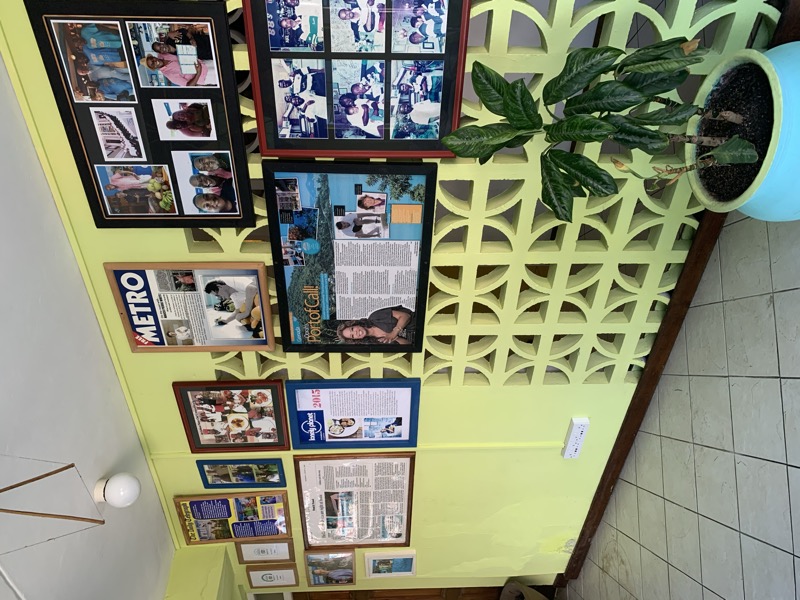 The wall inside BB's covered in framed press clippings and magazine covers