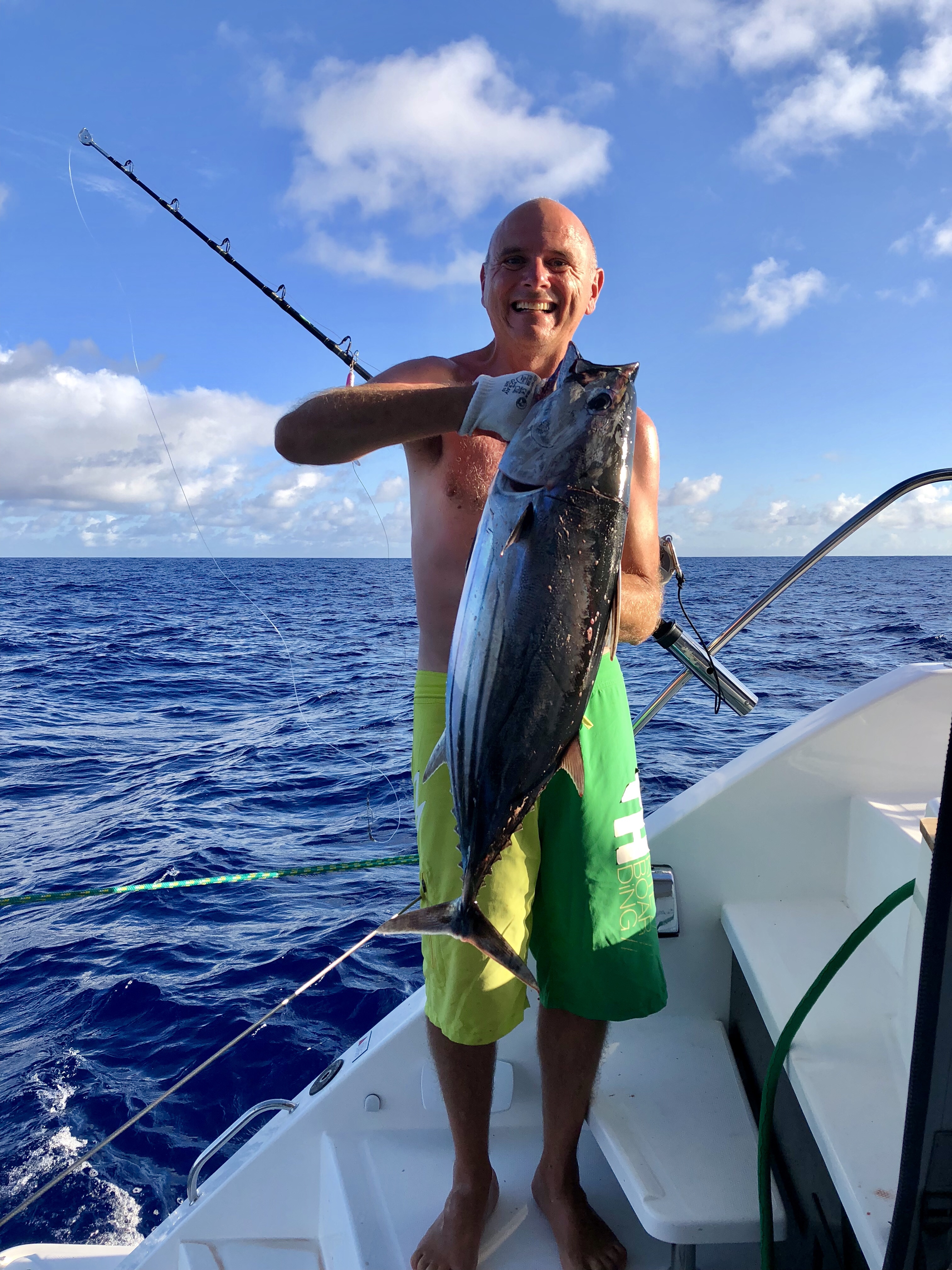 Catching a big tuna during the South Atlantic ocean crossing