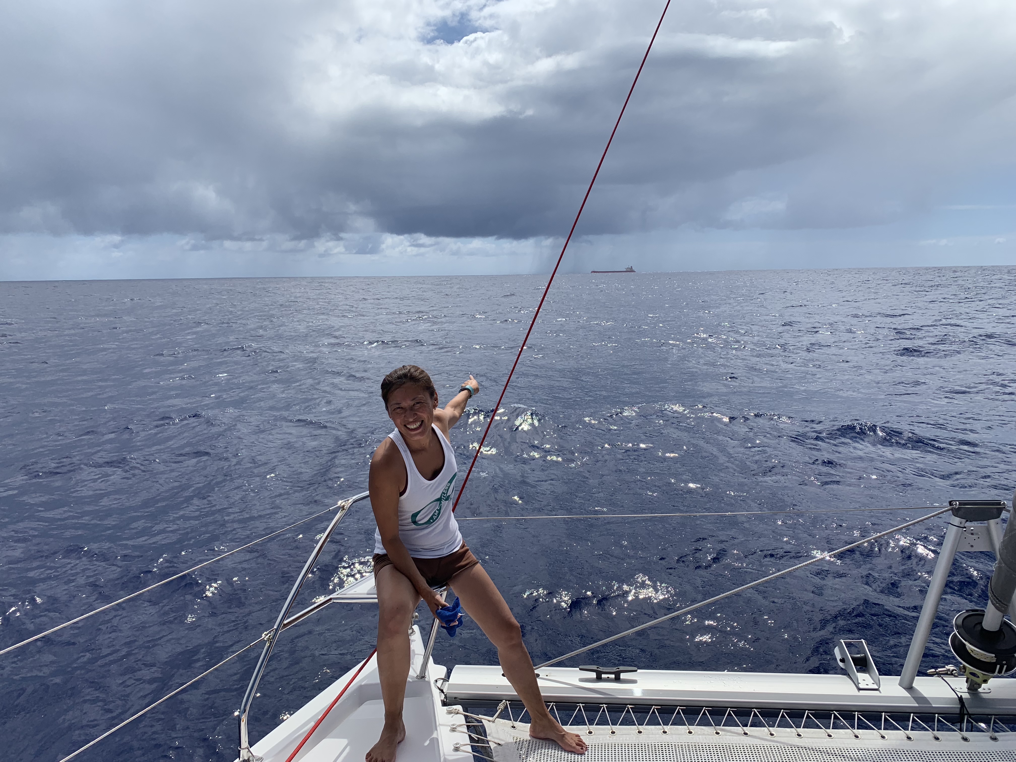Sighting a ship during the South Atlantic ocean crossing