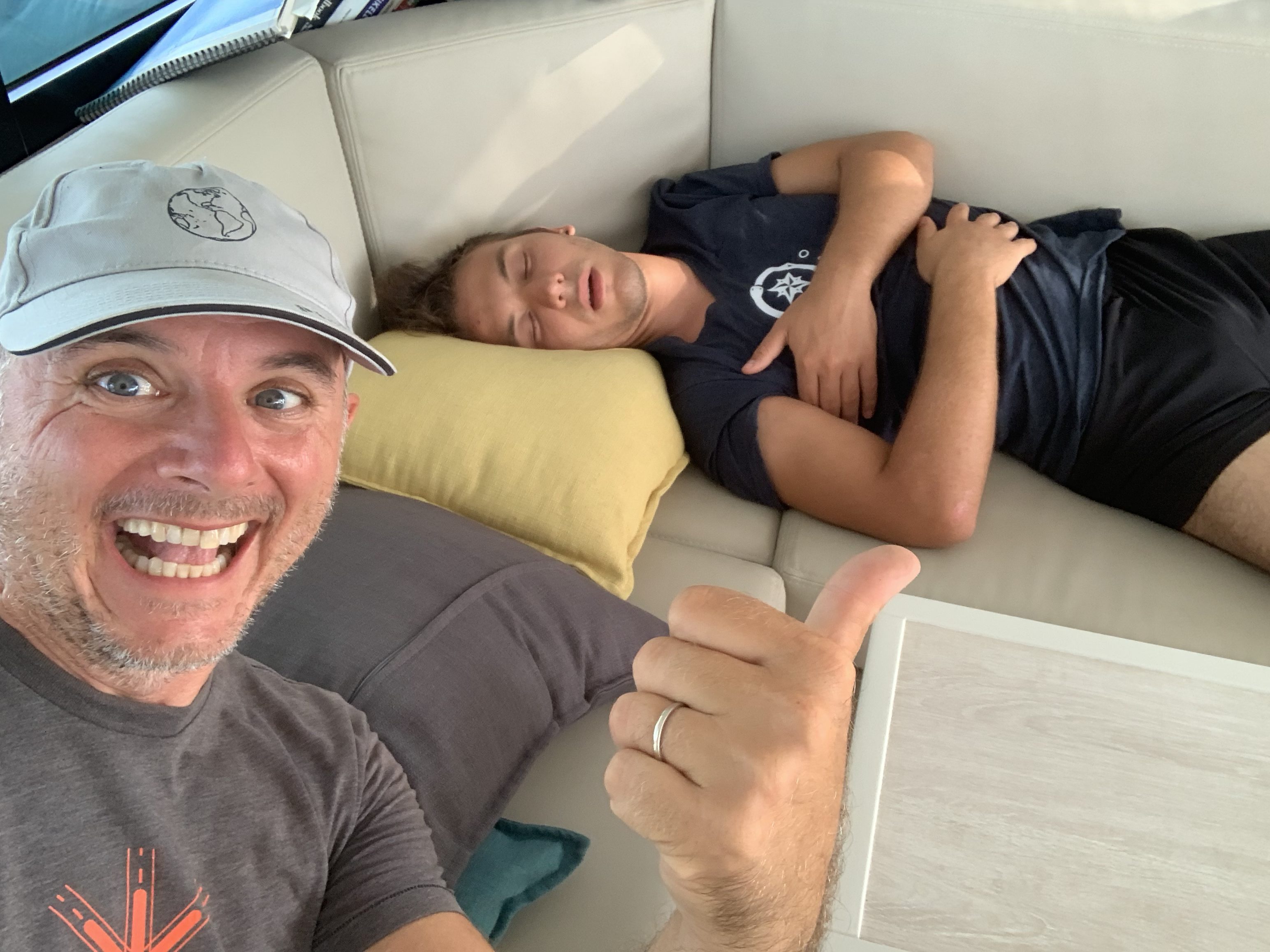 Mario sleeping in big seas