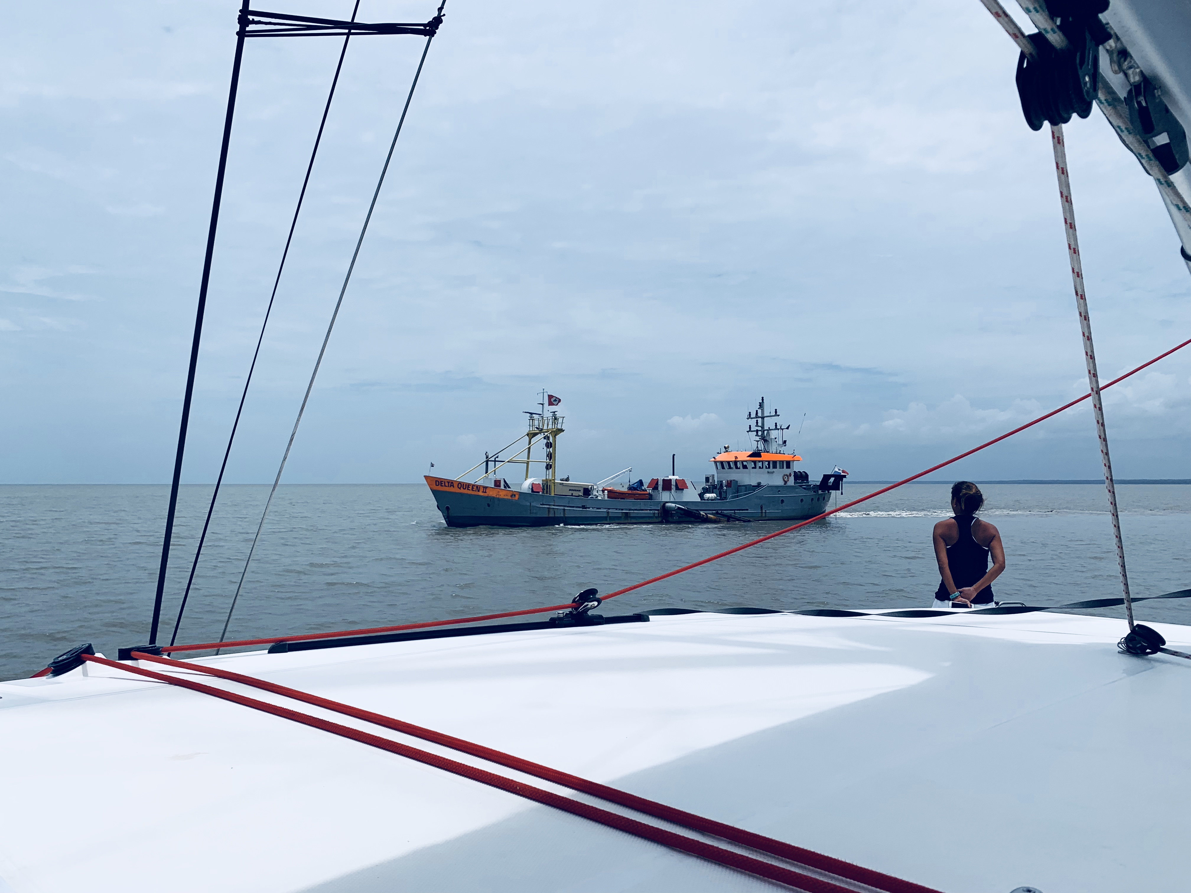 Dredger along the shipping channel in Kourou