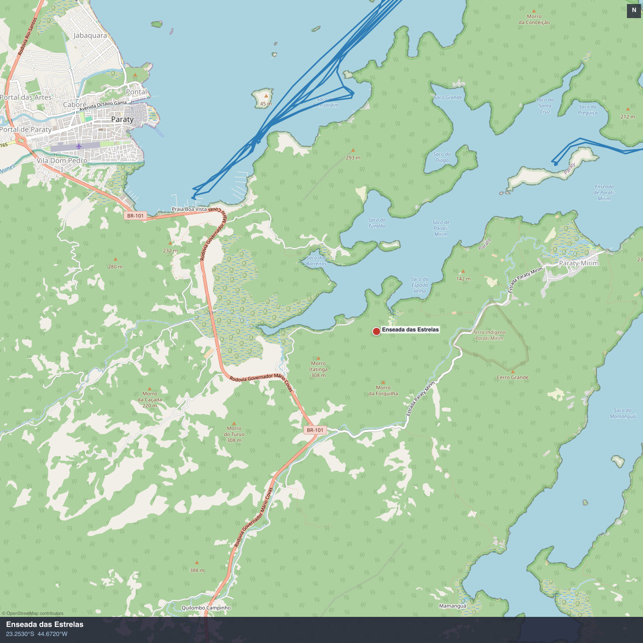 Enseada das Estrelas anchorage map