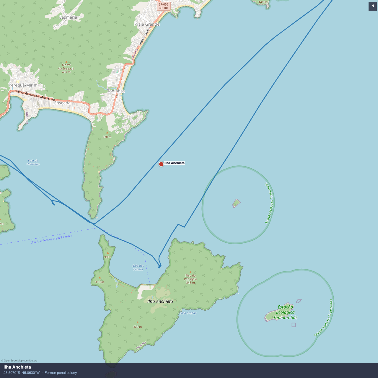Ilha Anchieta anchorage map
