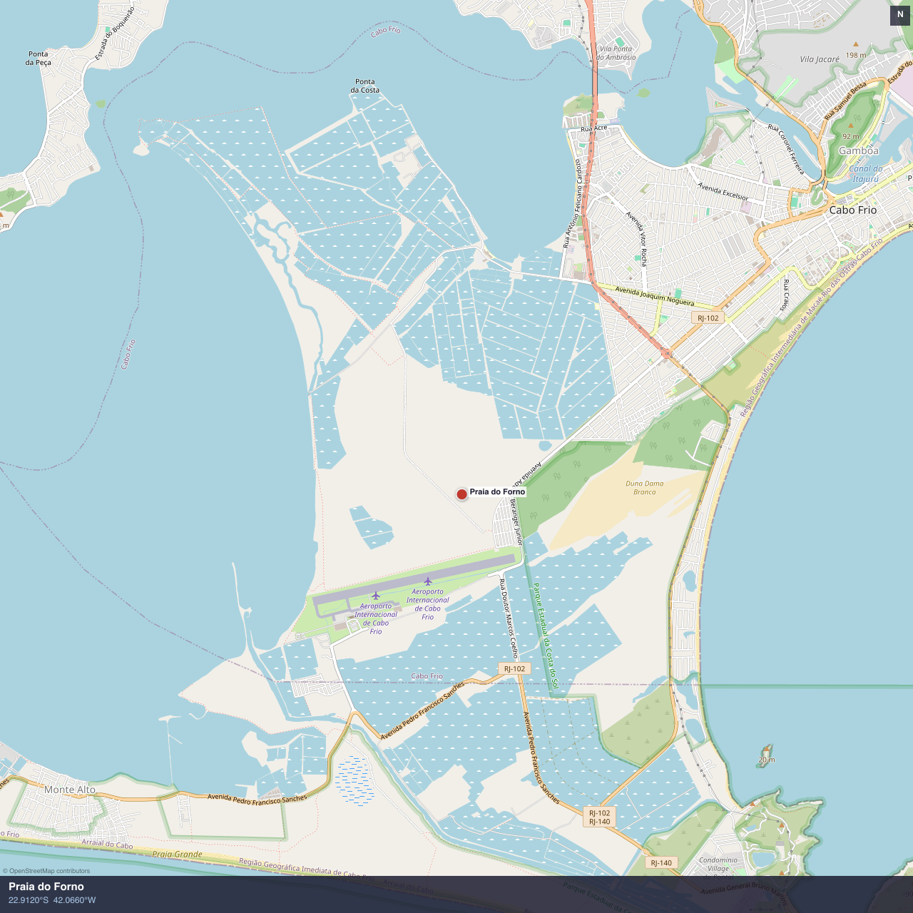 Praia do Forno anchorage map
