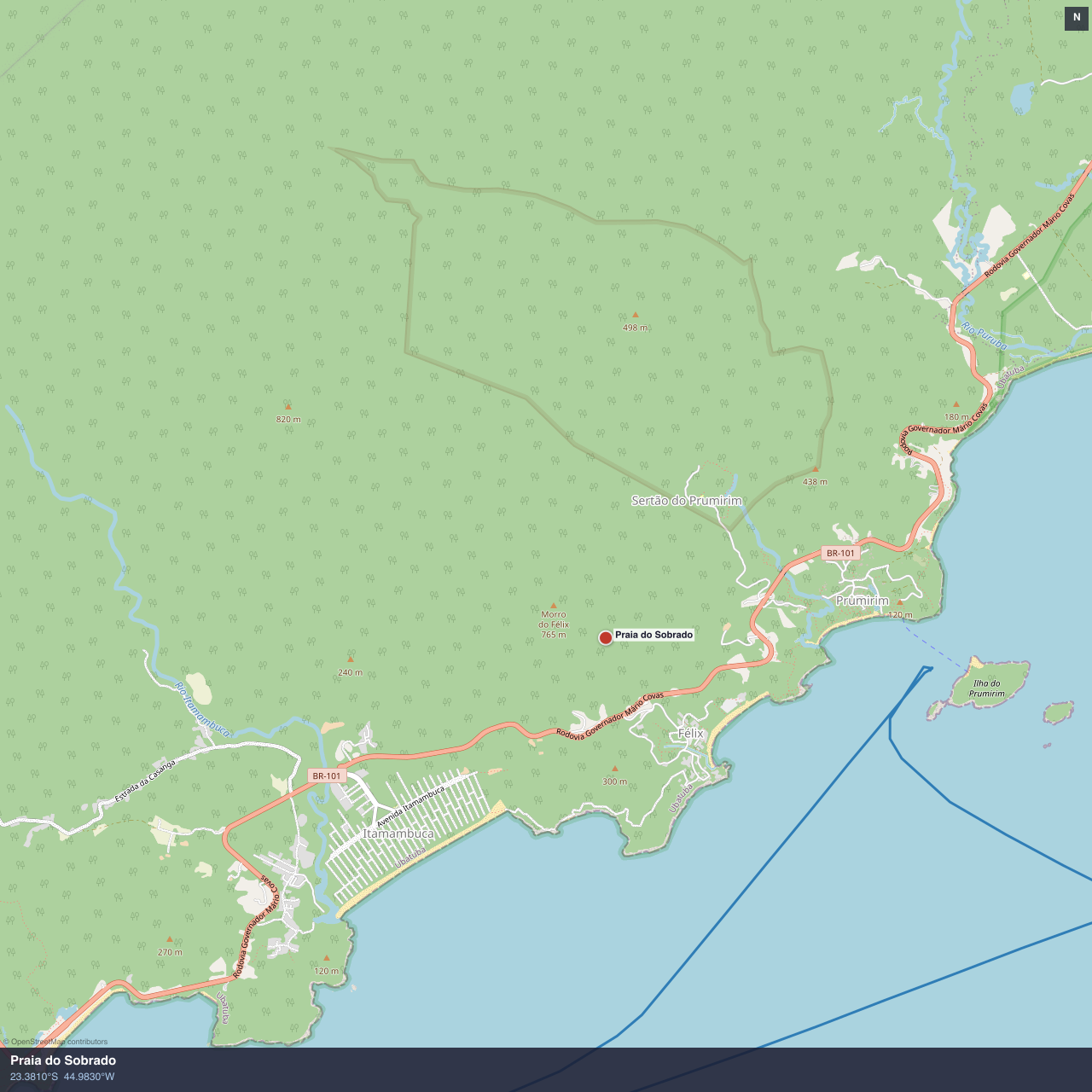 Praia do Sobrado anchorage map