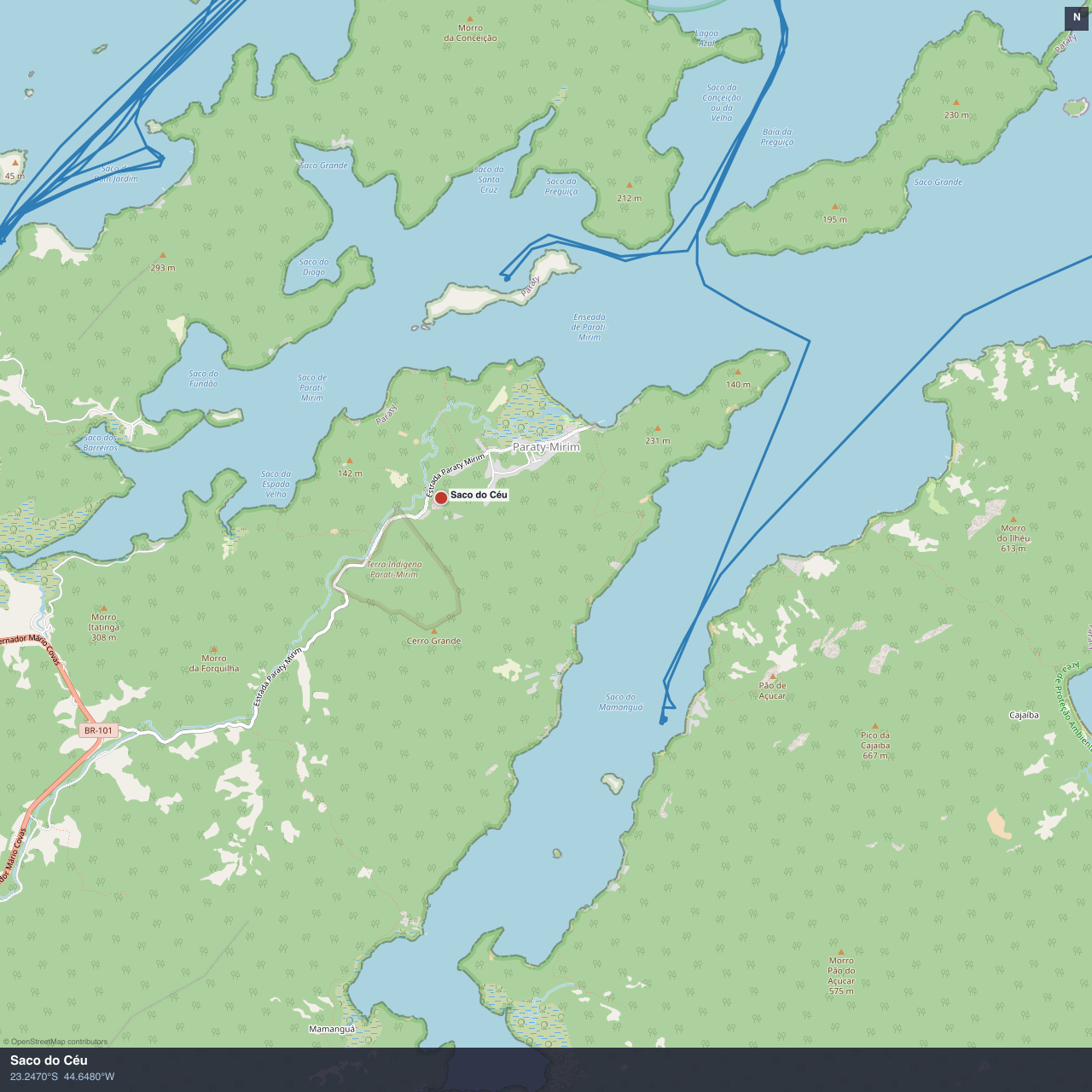 Saco do Céu anchorage map