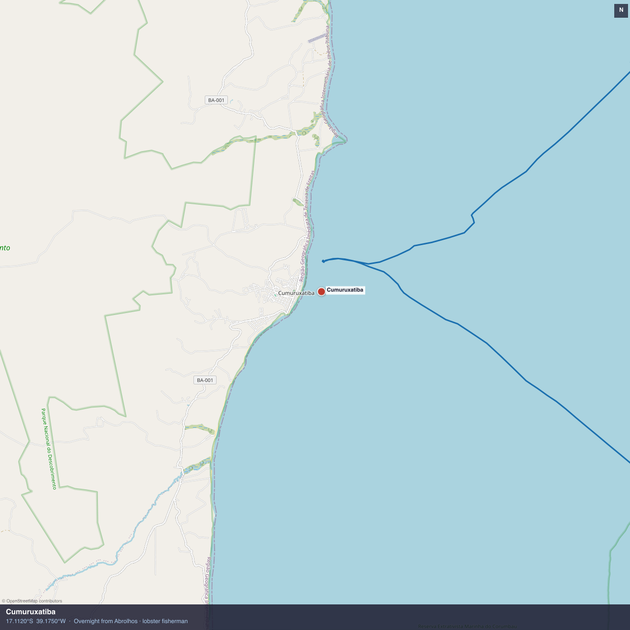 Cumuruxatiba anchorage map