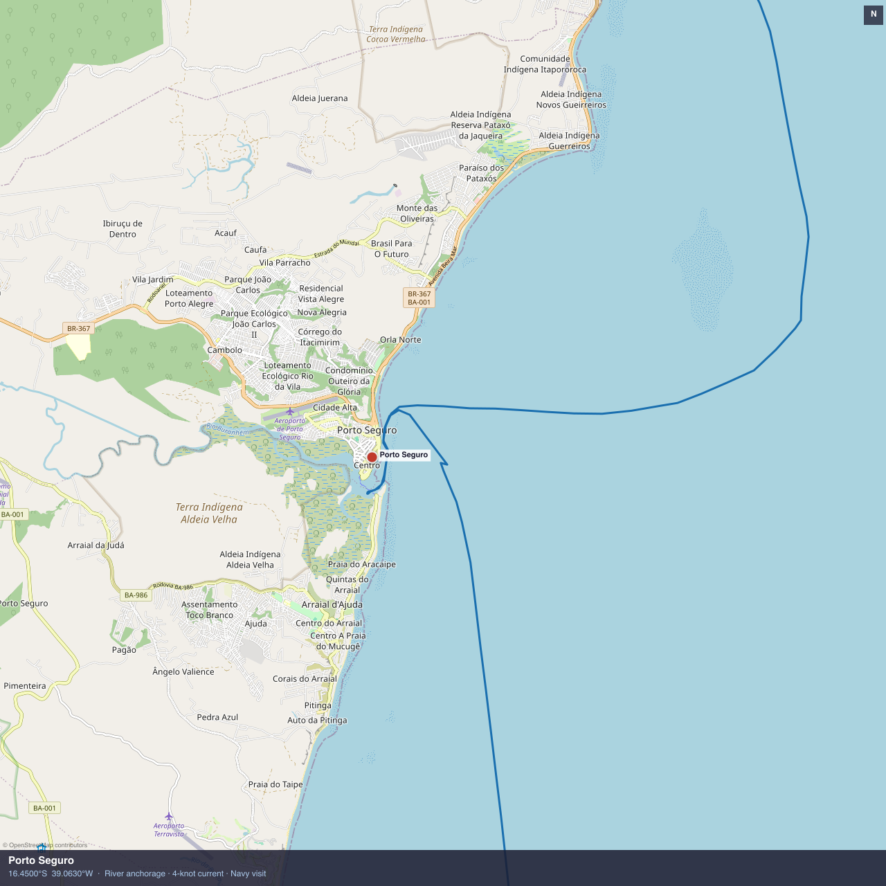 Porto Seguro anchorage map