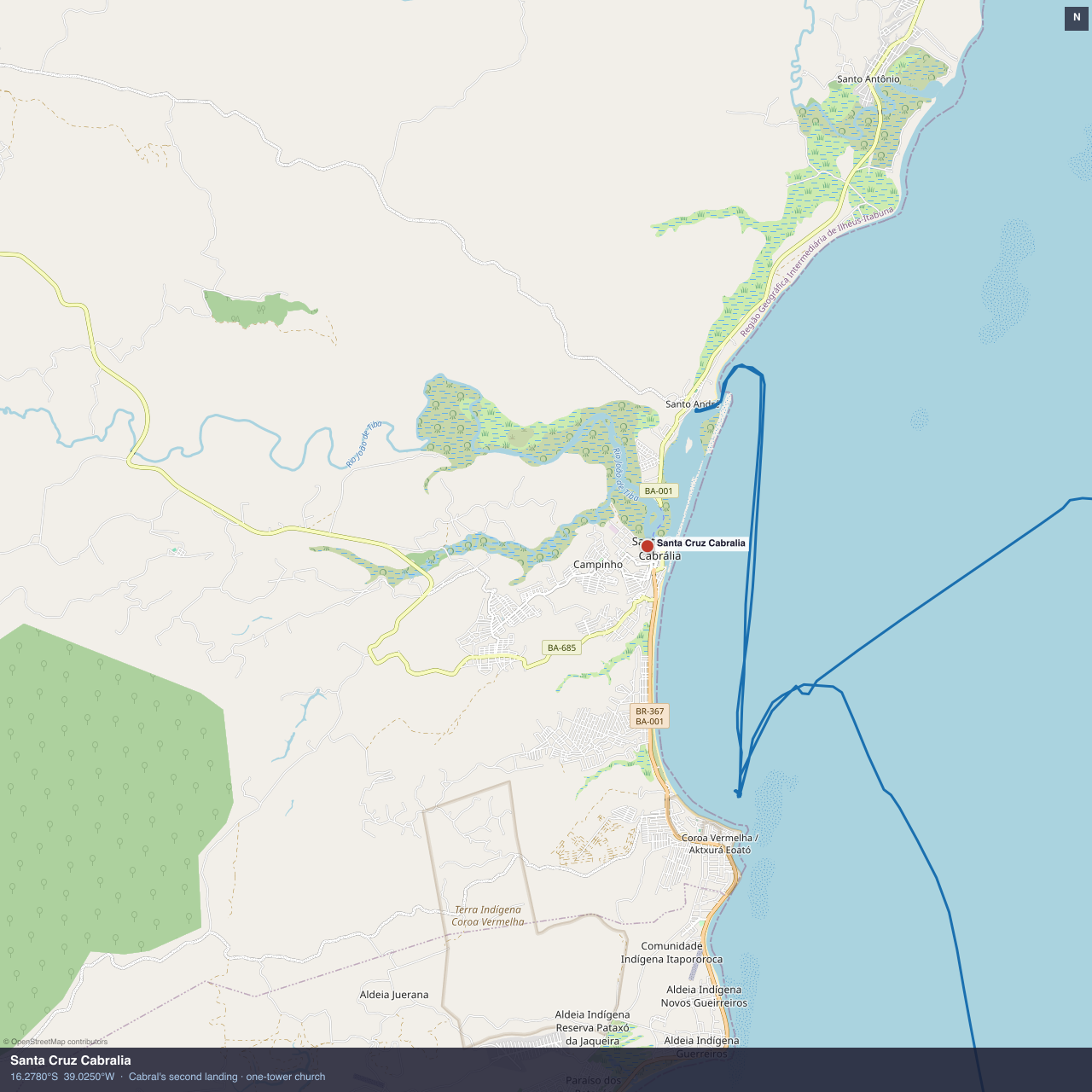 Santa Cruz Cabrália anchorage map