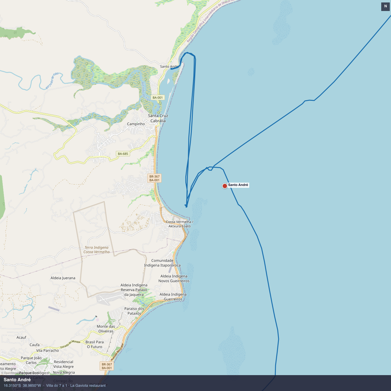 Santo André anchorage map