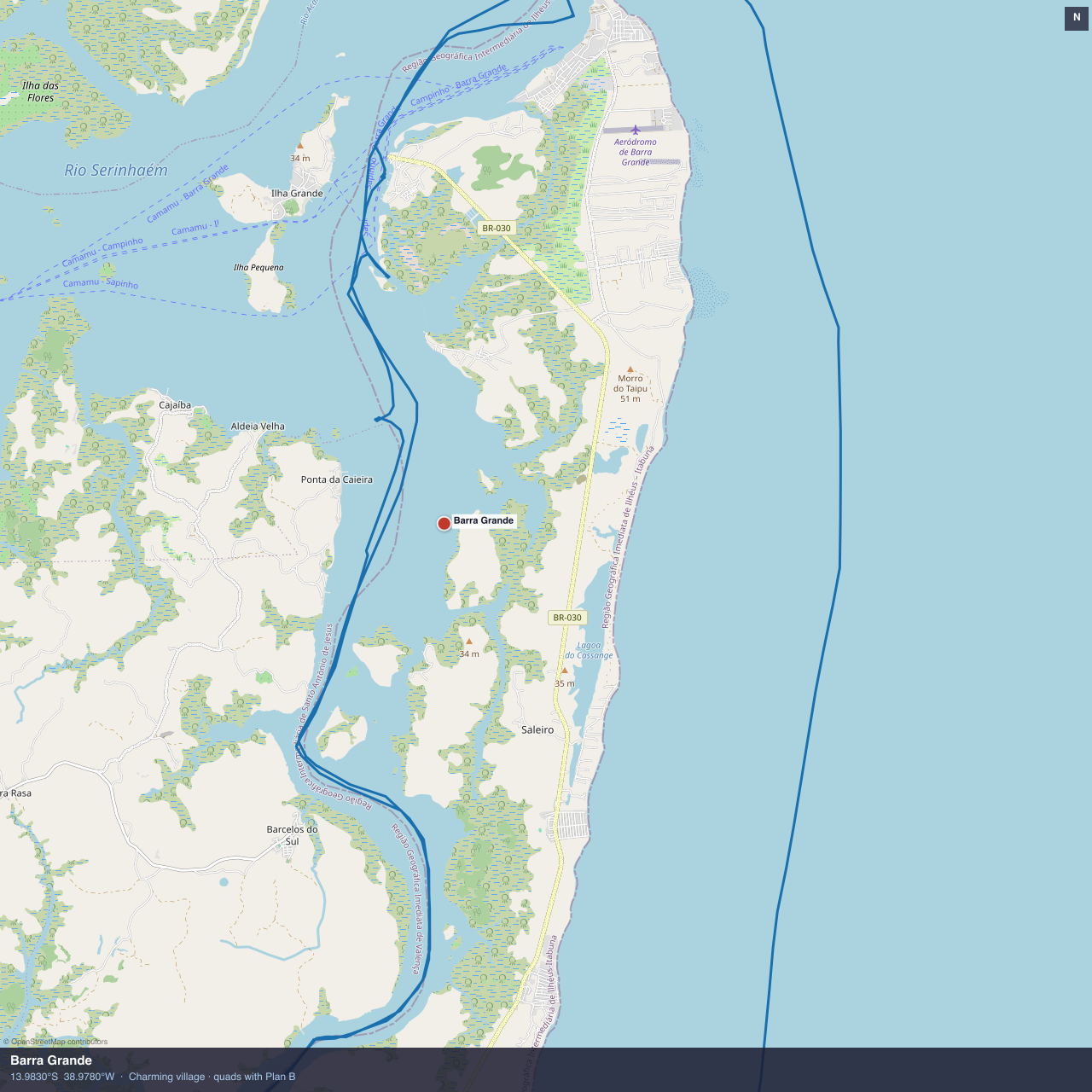 Barra Grande anchorage map