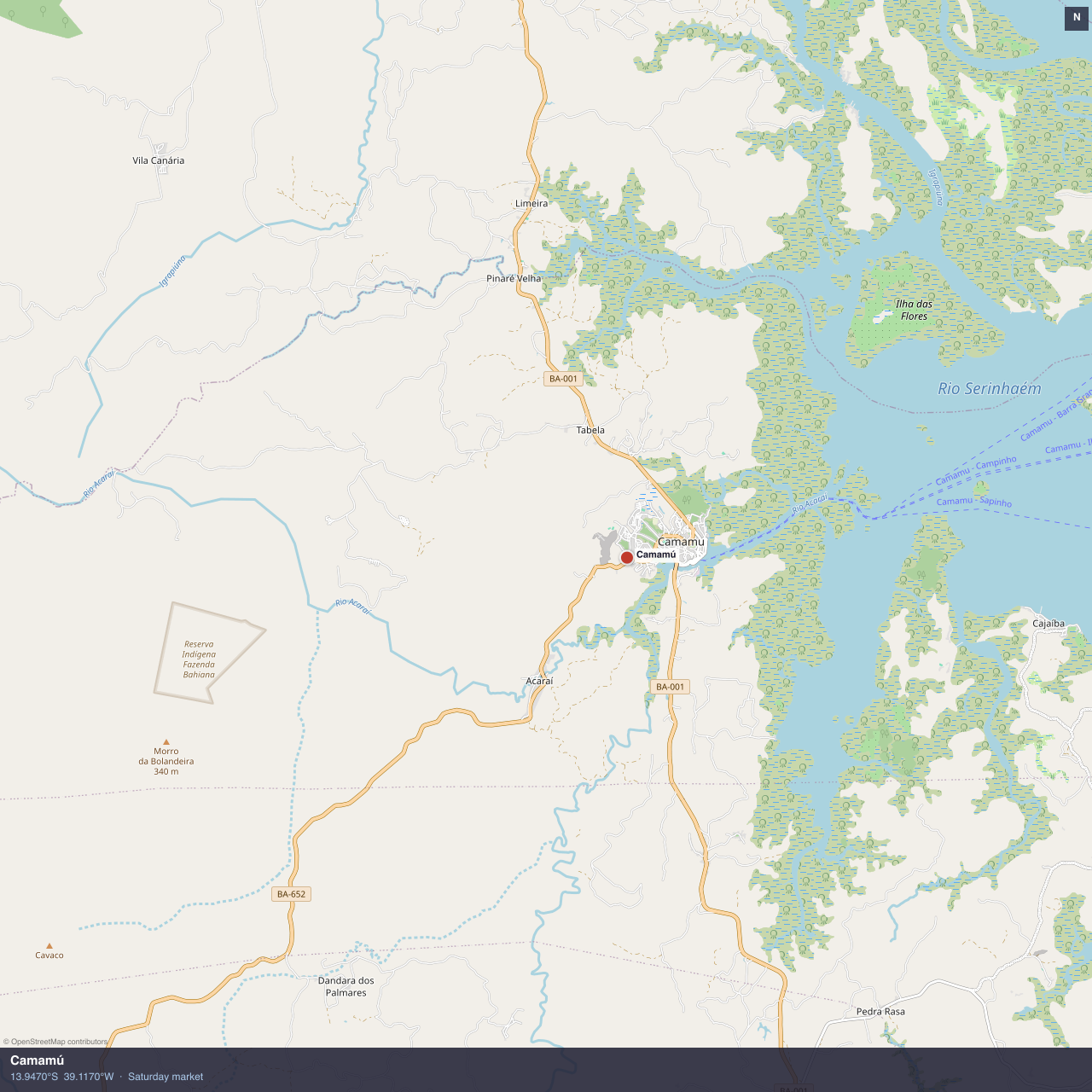 Camamú anchorage map