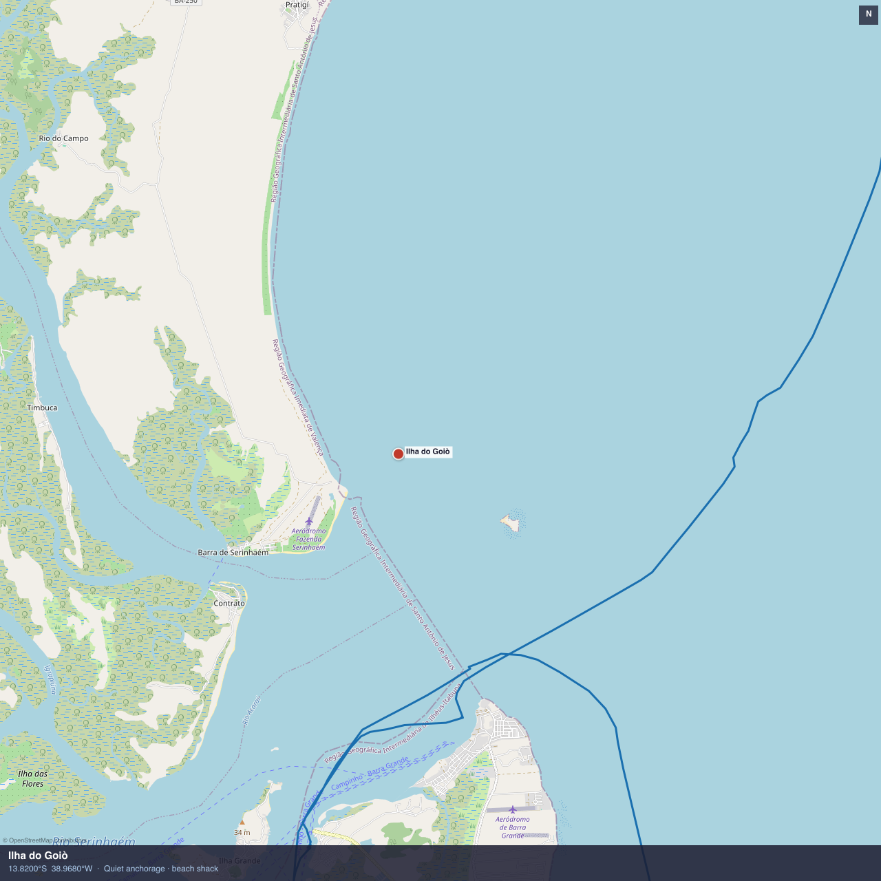 Ilha do Goiò anchorage map