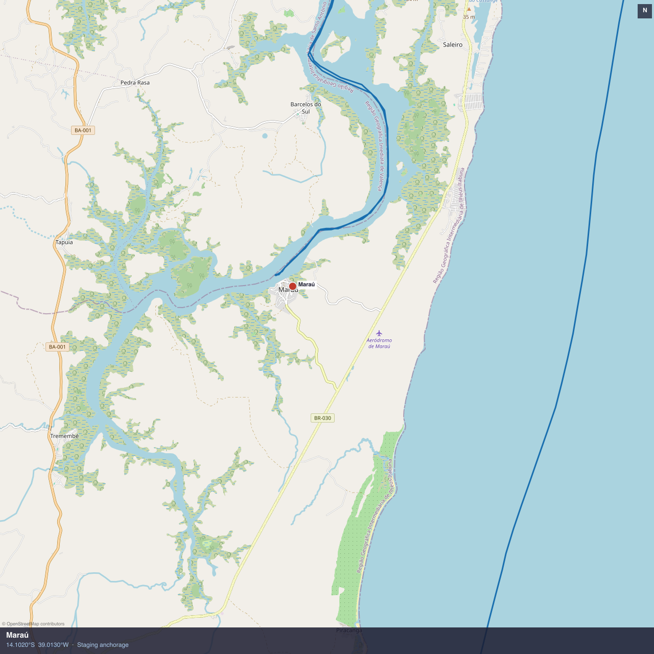 Maraú anchorage map