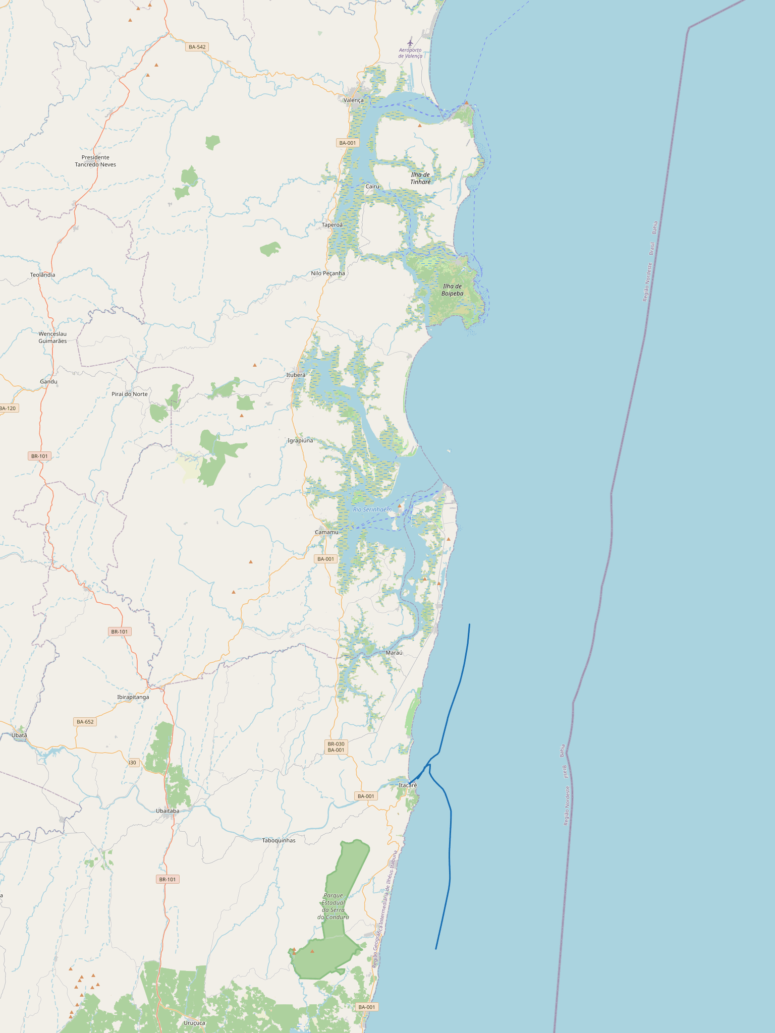 S/V Oroboro GPS sailing track — Camamu Bay, June 2019