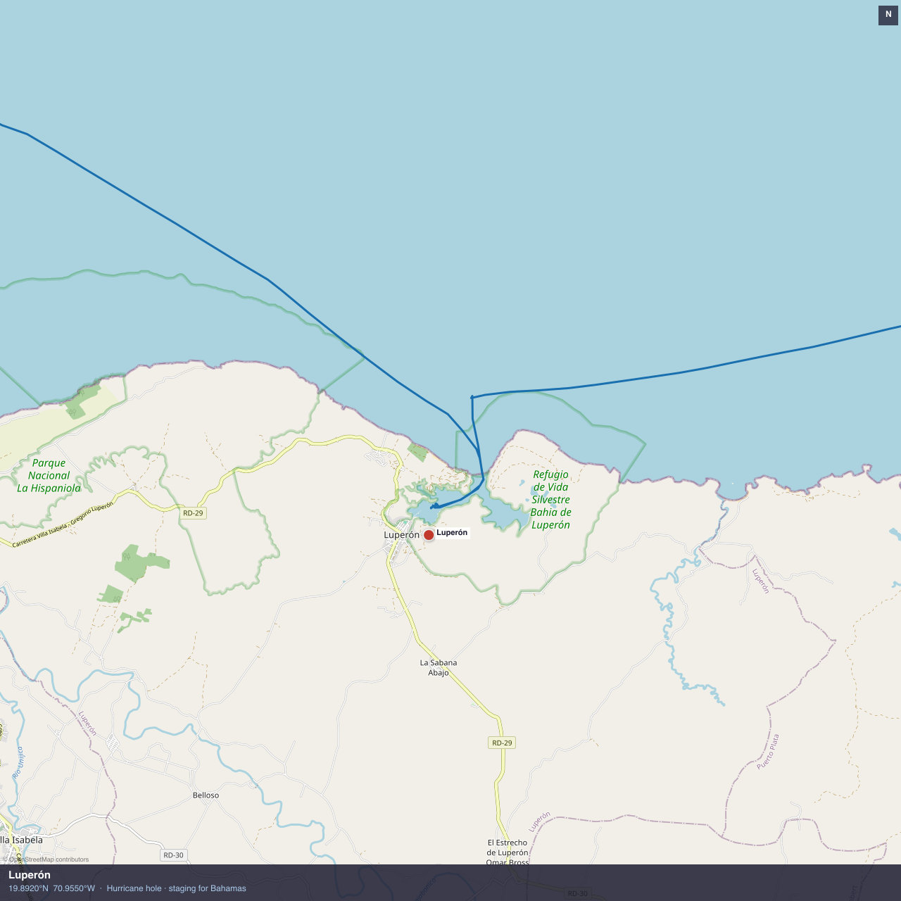 Luperón anchorage map