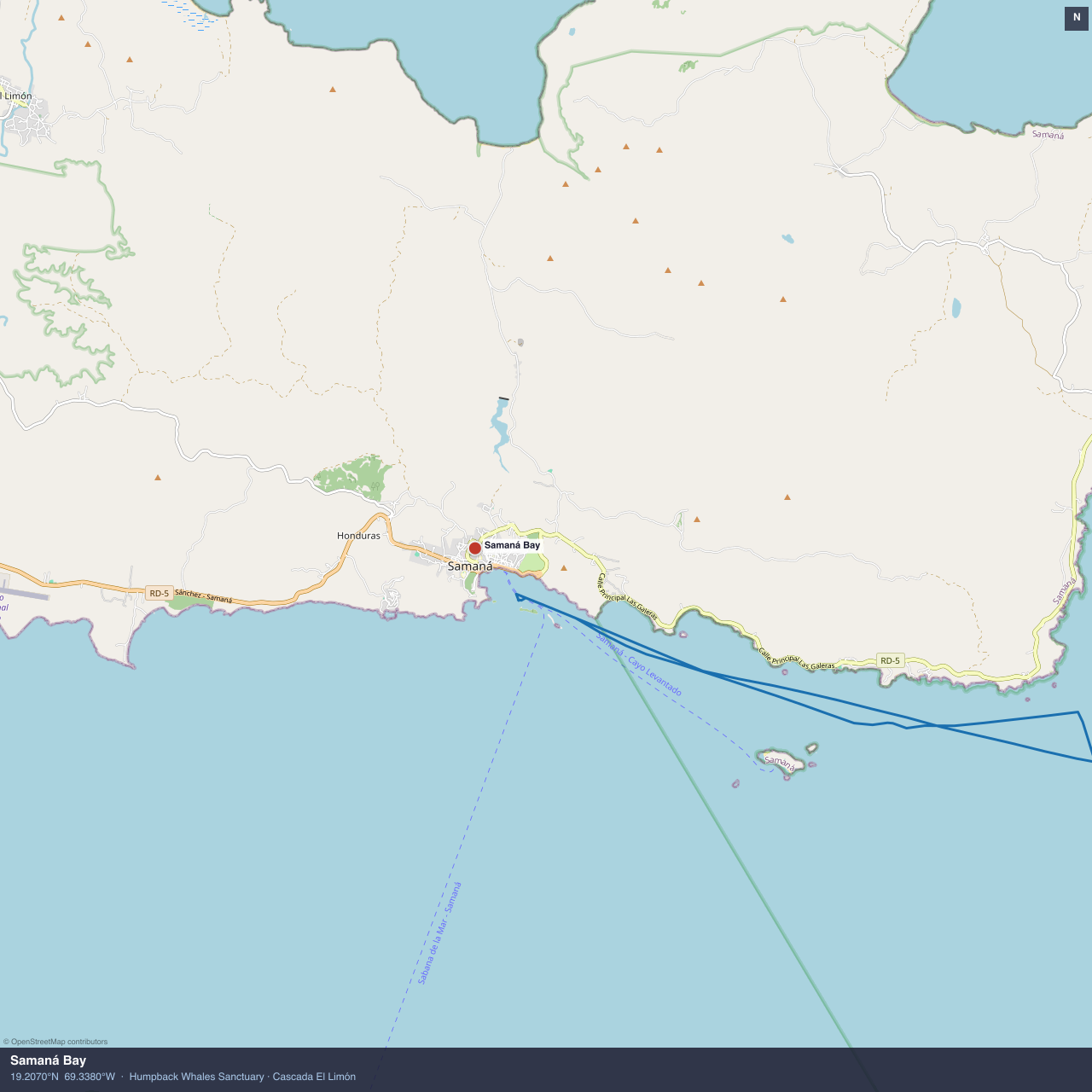Samaná Bay anchorage map