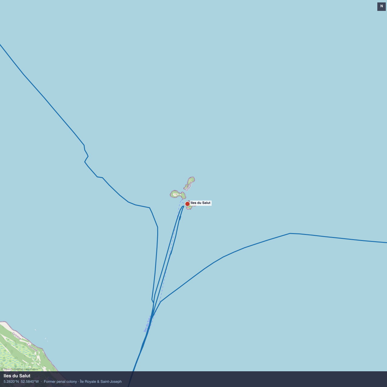 Iles du Salut anchorage map