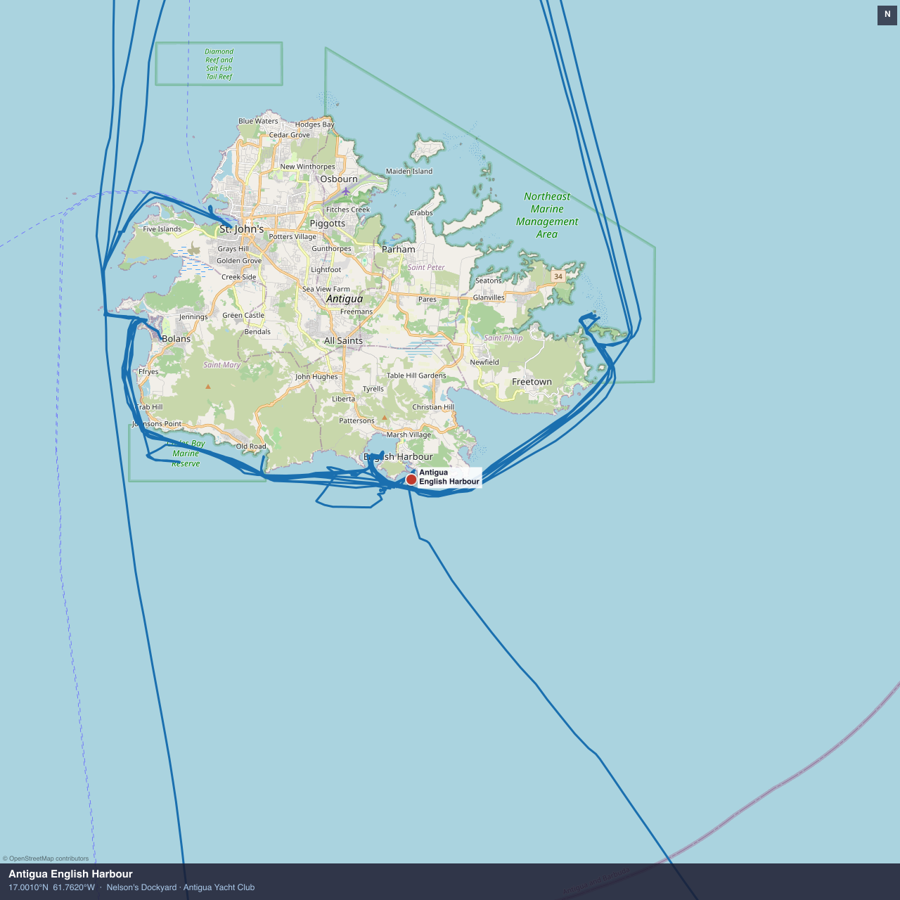 Antigua English Harbour anchorage map