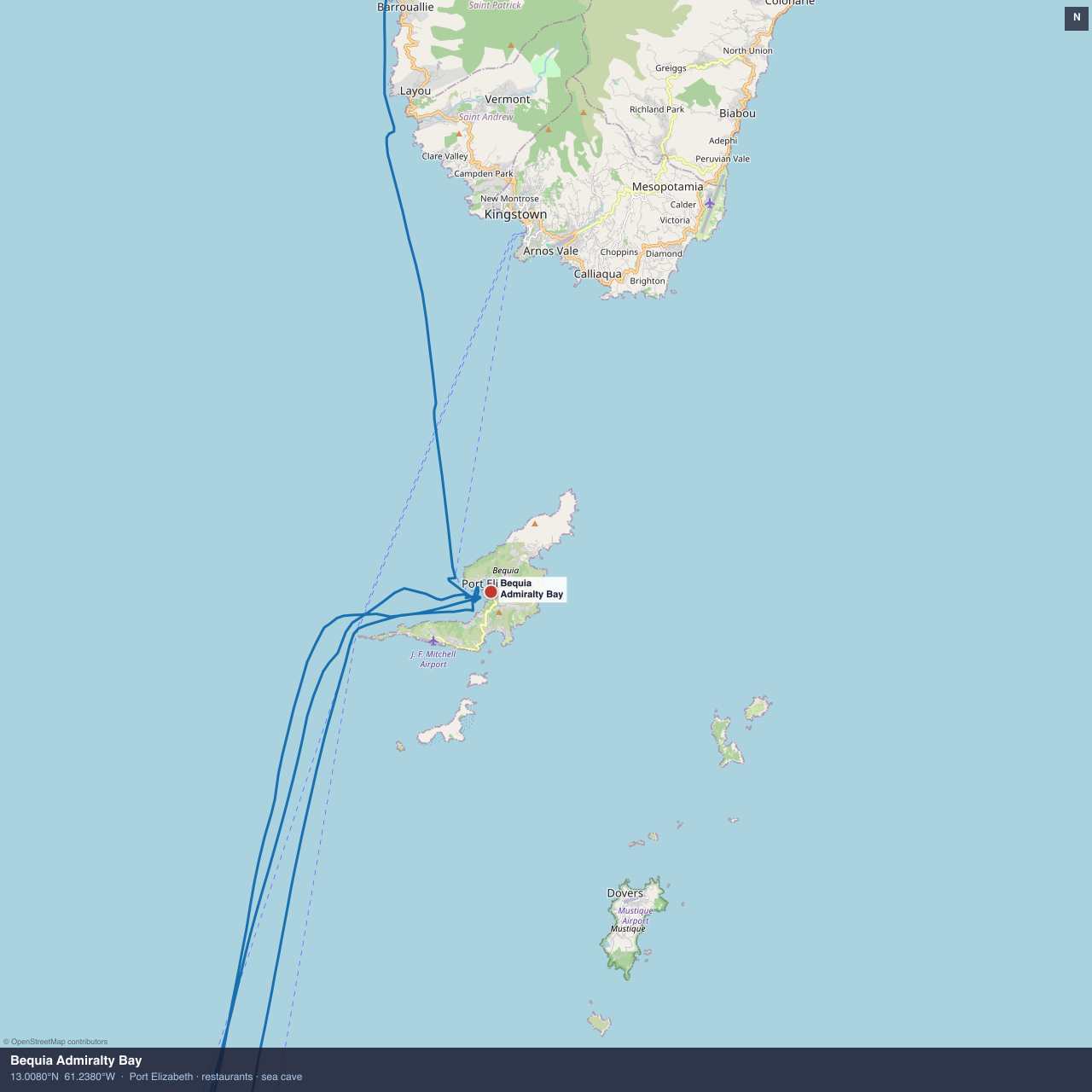 Bequia Admiralty Bay anchorage map