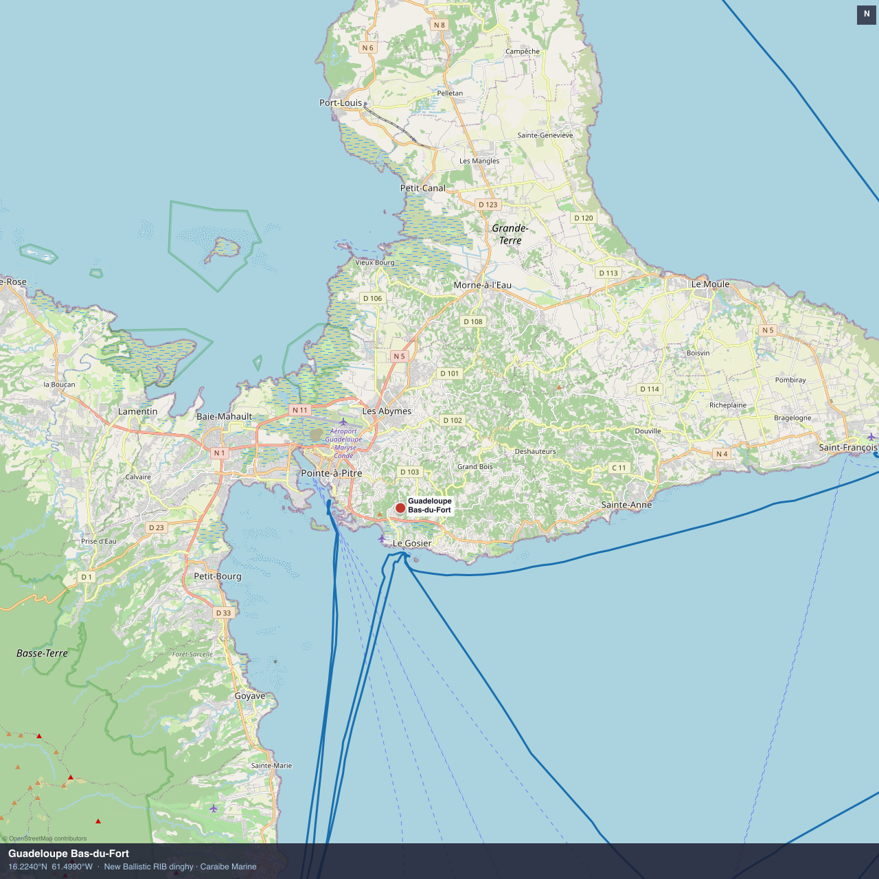 Guadeloupe Bas-du-Fort anchorage map