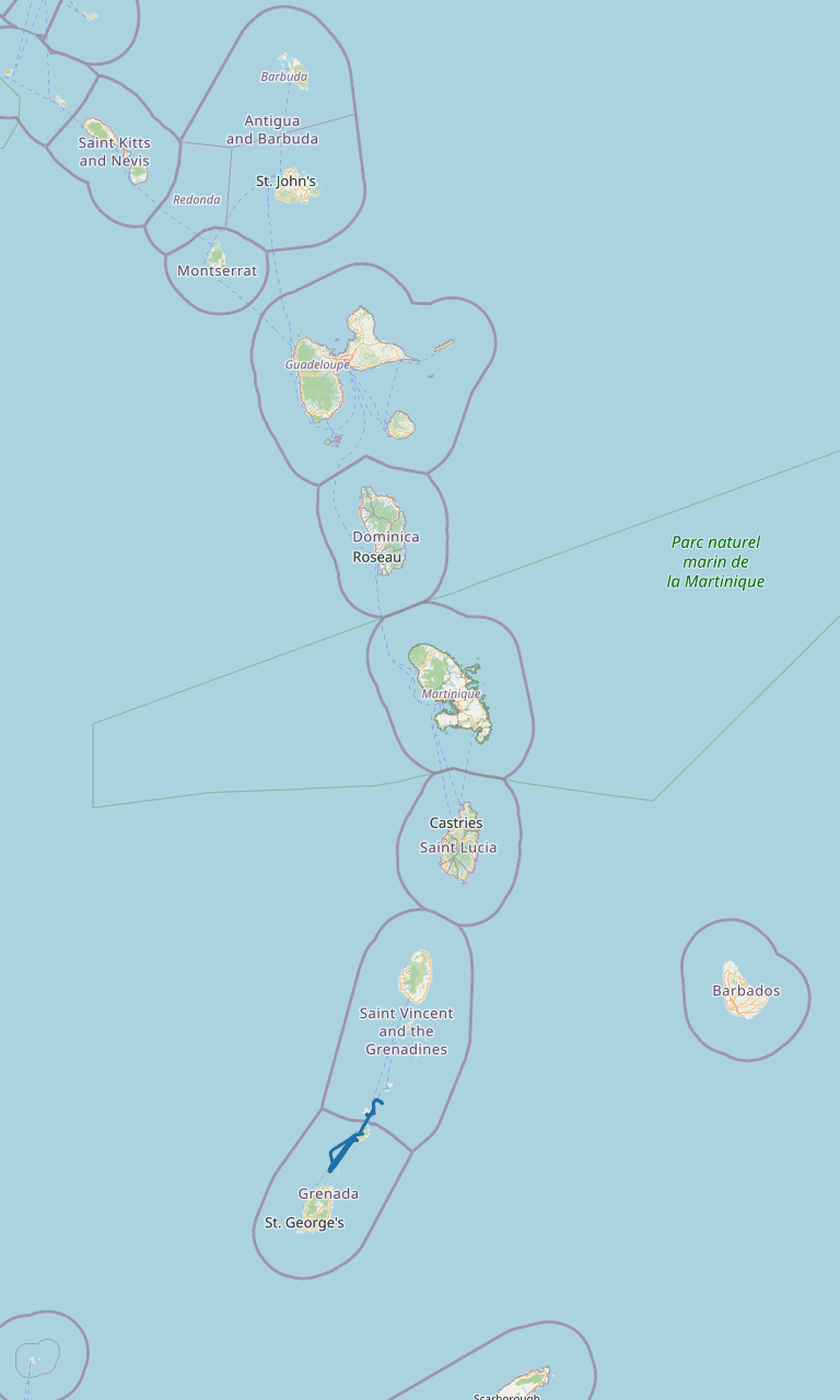 S/V Oroboro GPS sailing track — Lesser Antilles, 2020