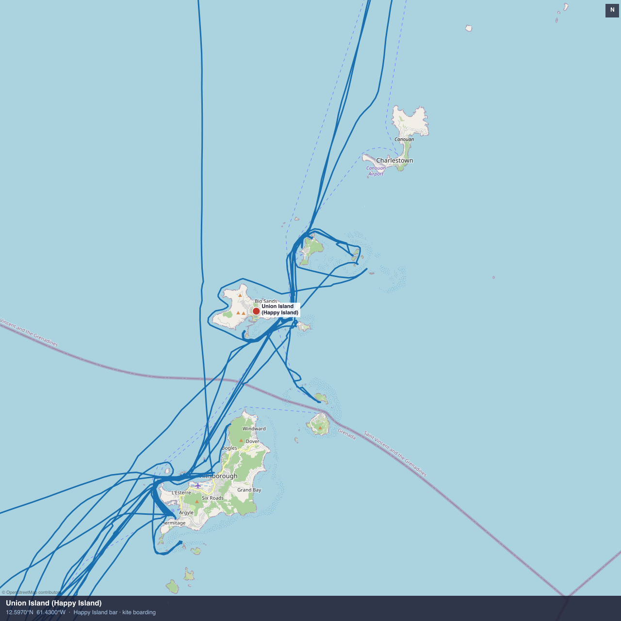 Union Island (Happy Island) anchorage map
