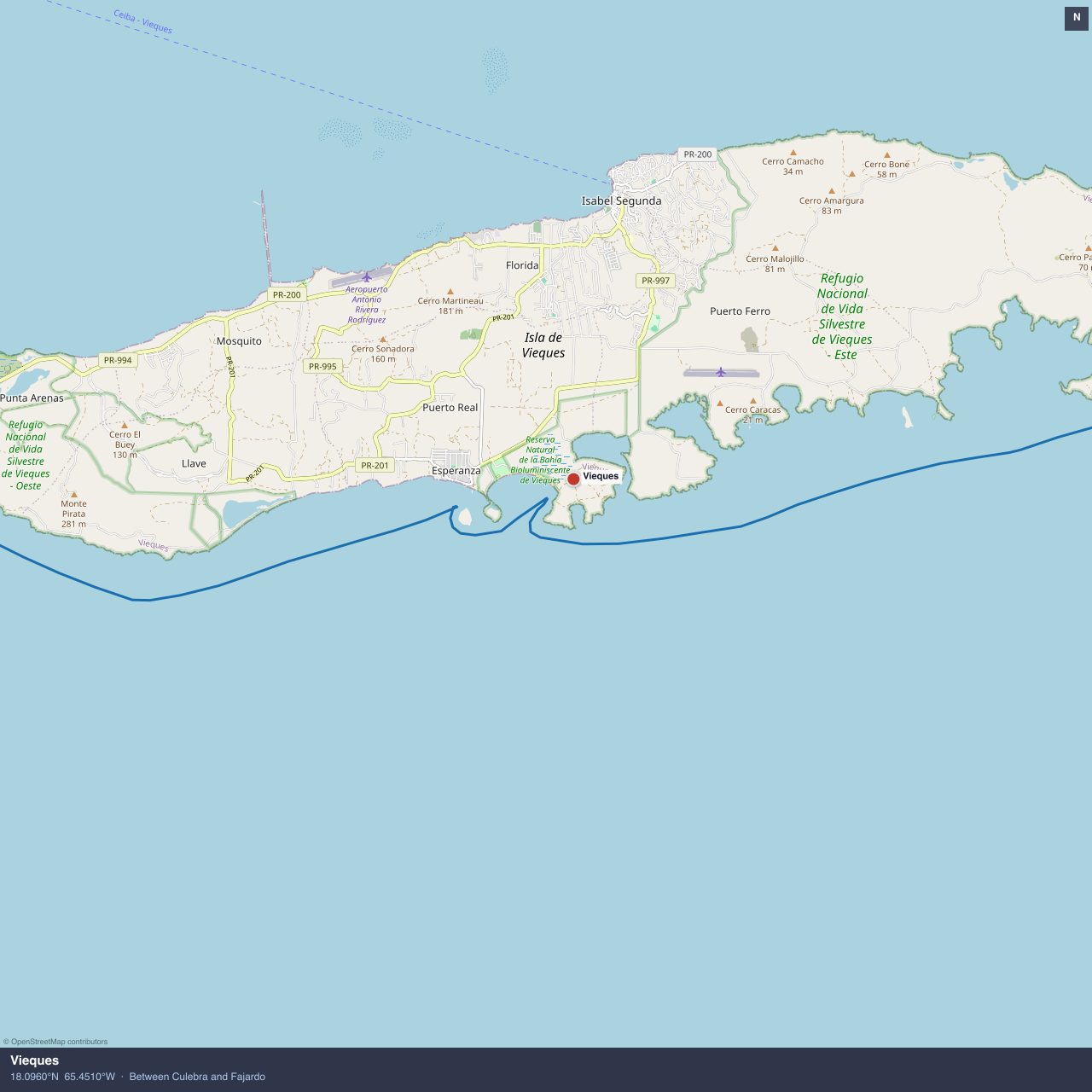 Vieques anchorage map