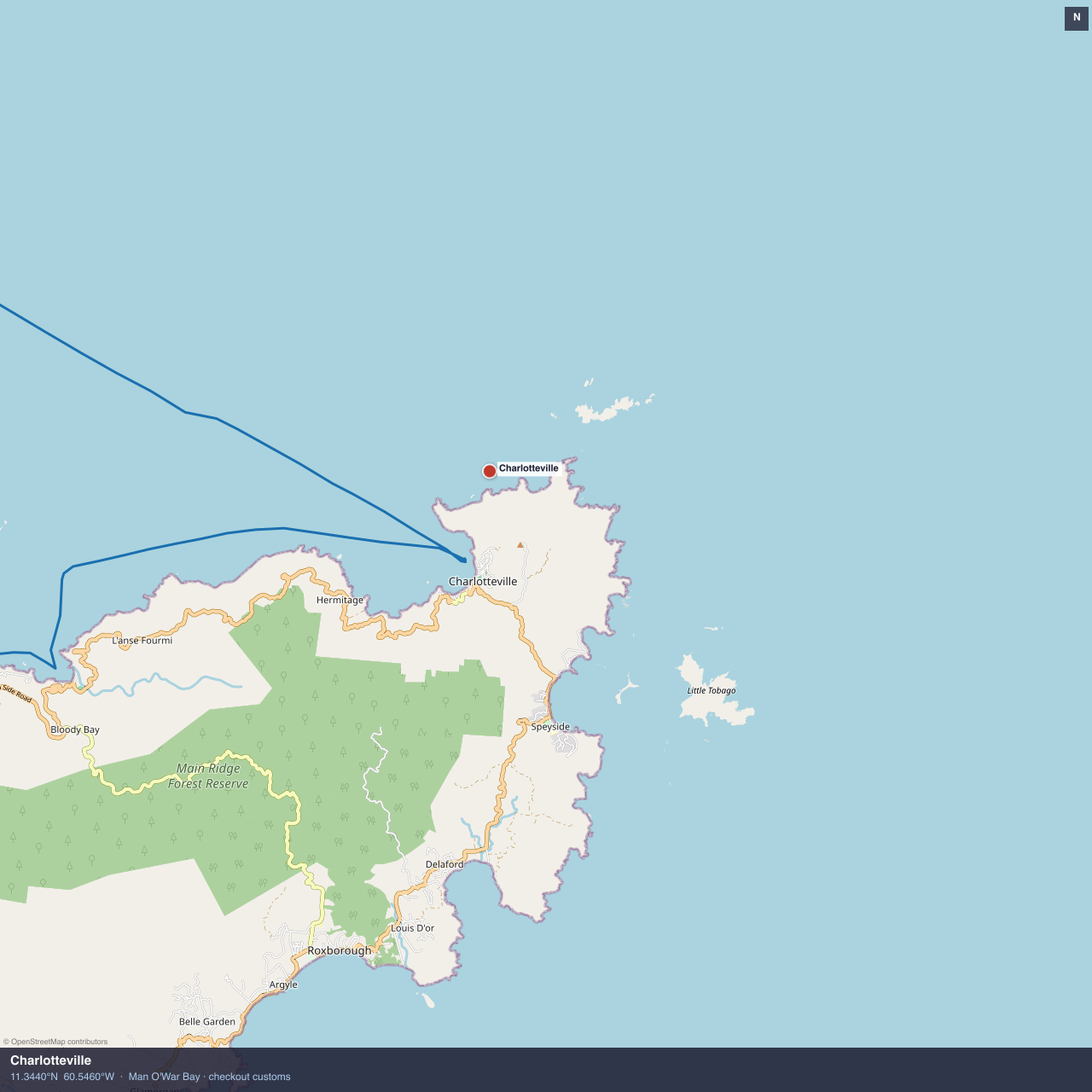 Charlotteville anchorage map