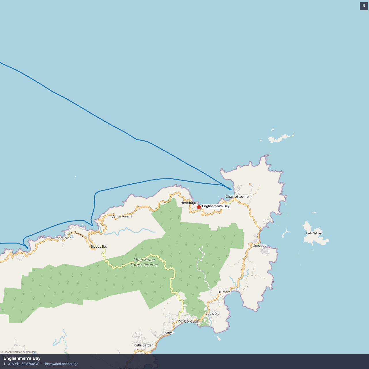 Englishmen's Bay anchorage map