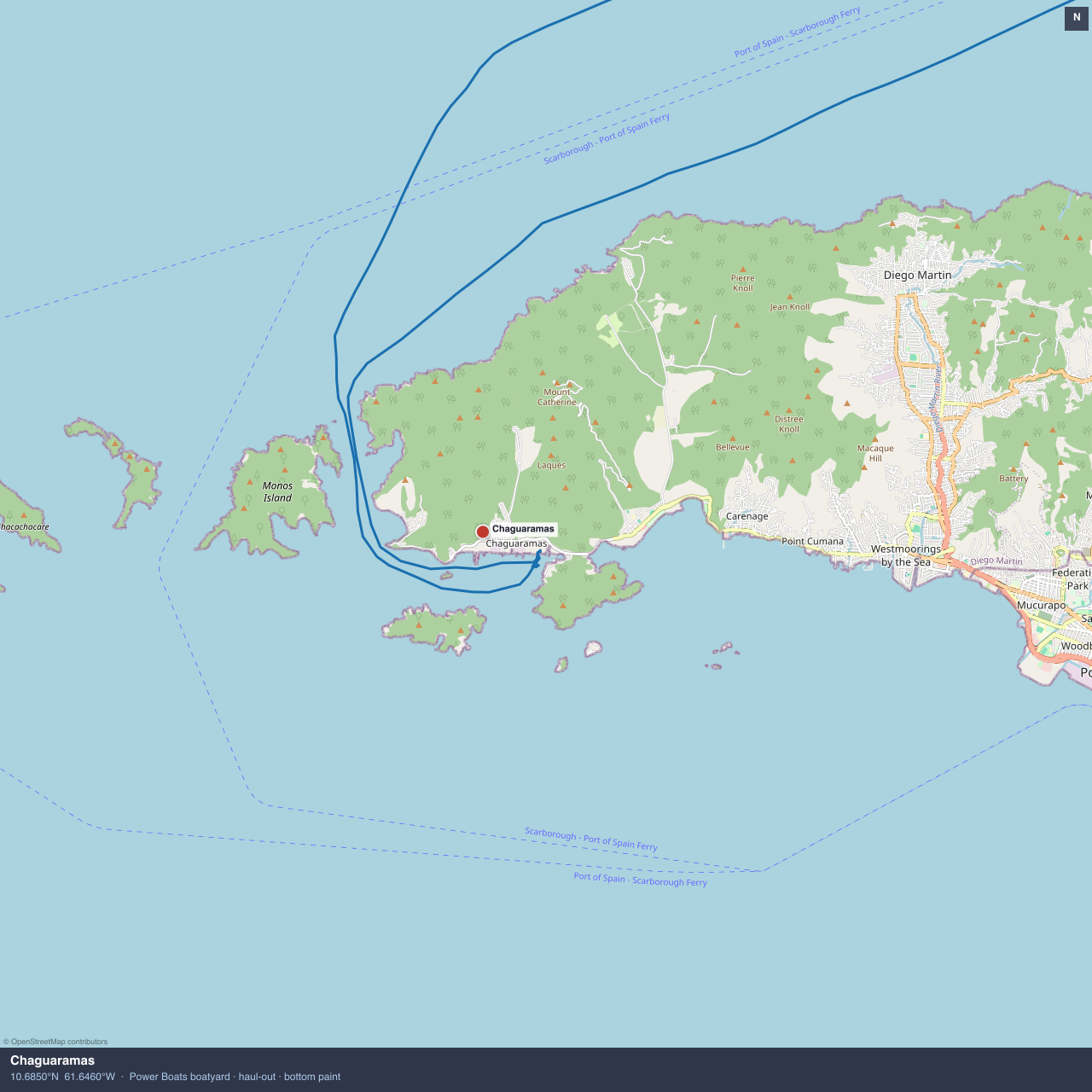 Chaguaramas anchorage map