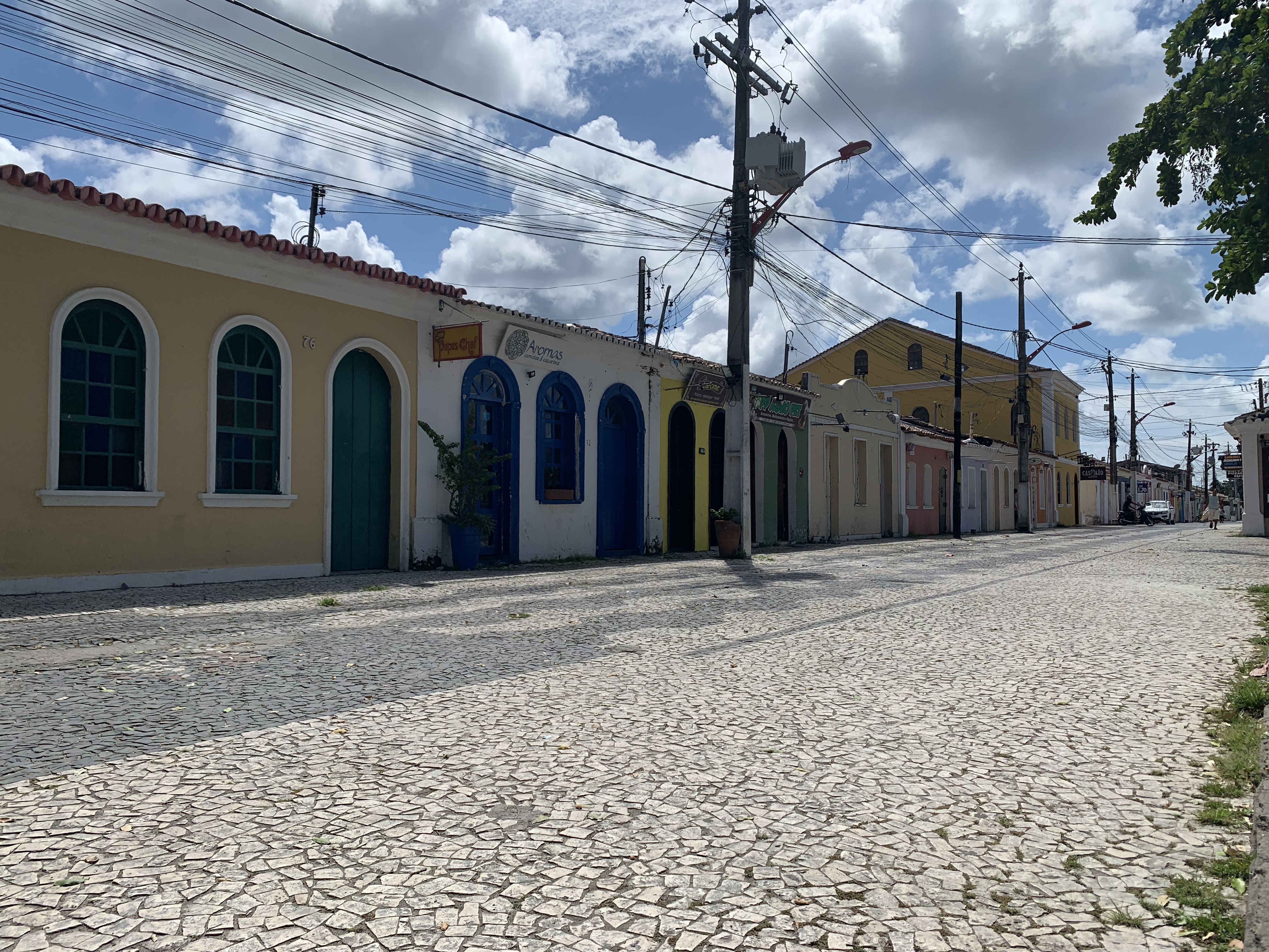Cobblestone colonial street in Cidade Alta, Porto Seguro