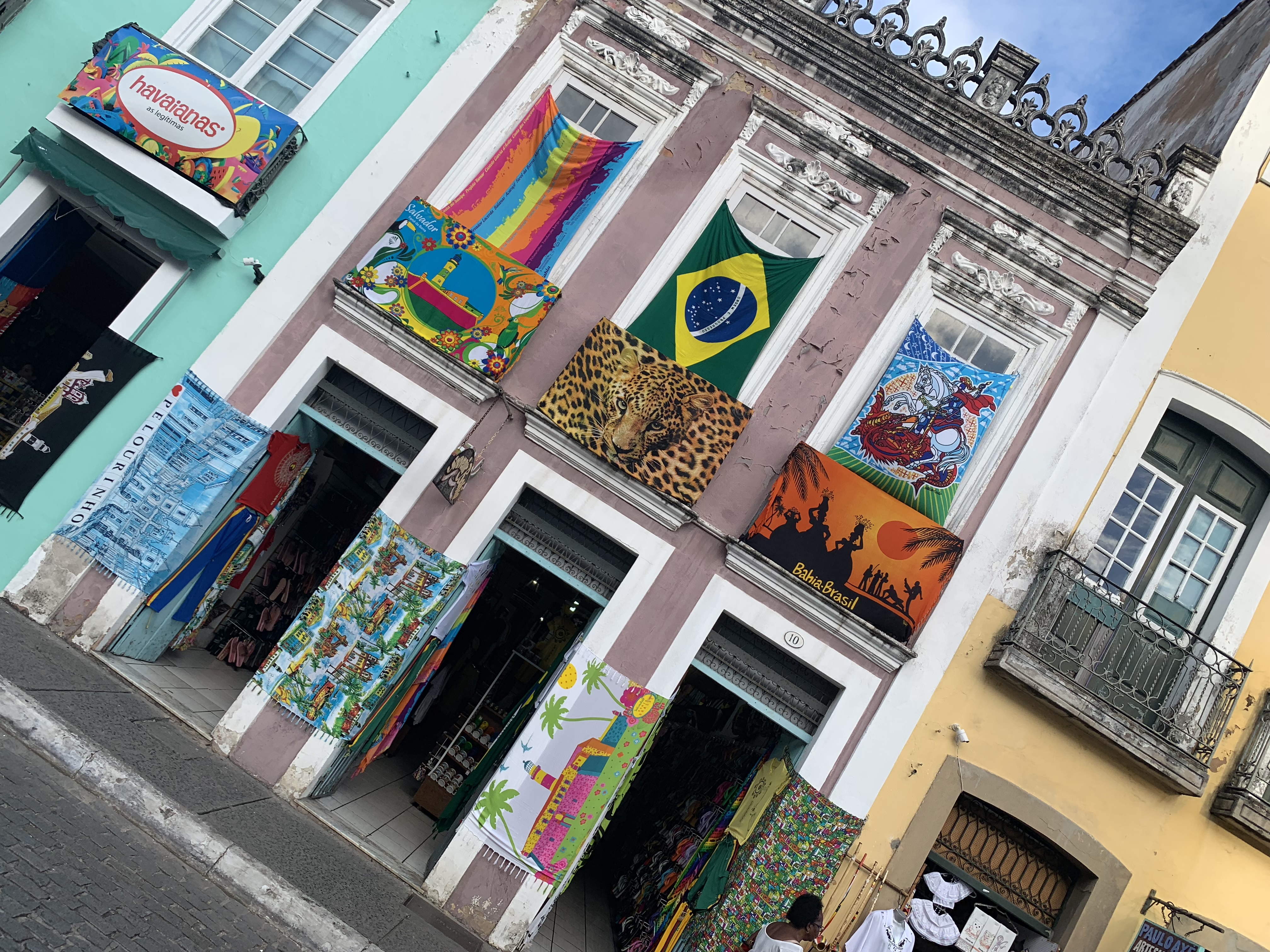 Souvenir shops with a Havaianas flag in Pelourinho