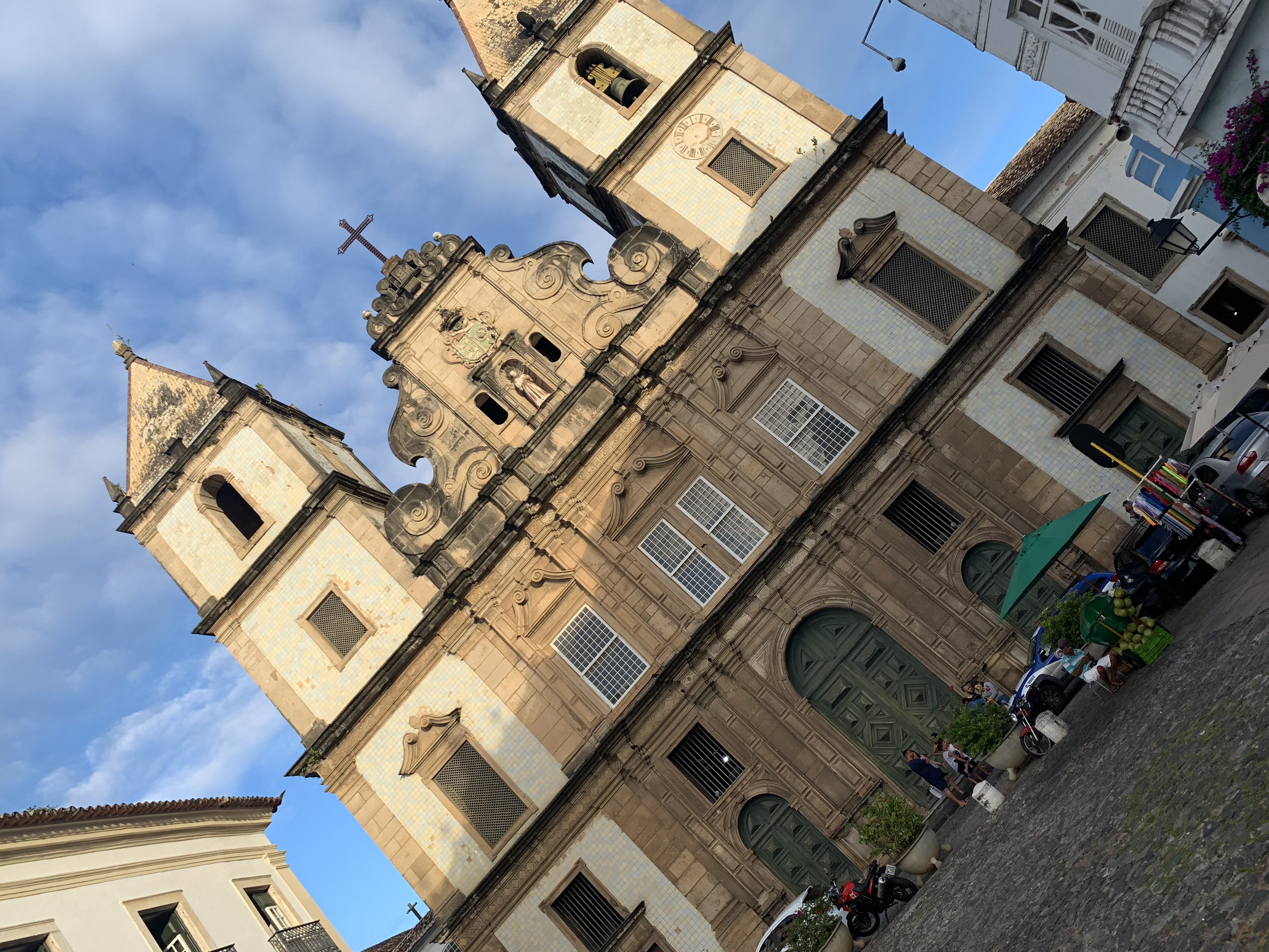 A baroque church seen from below looking up