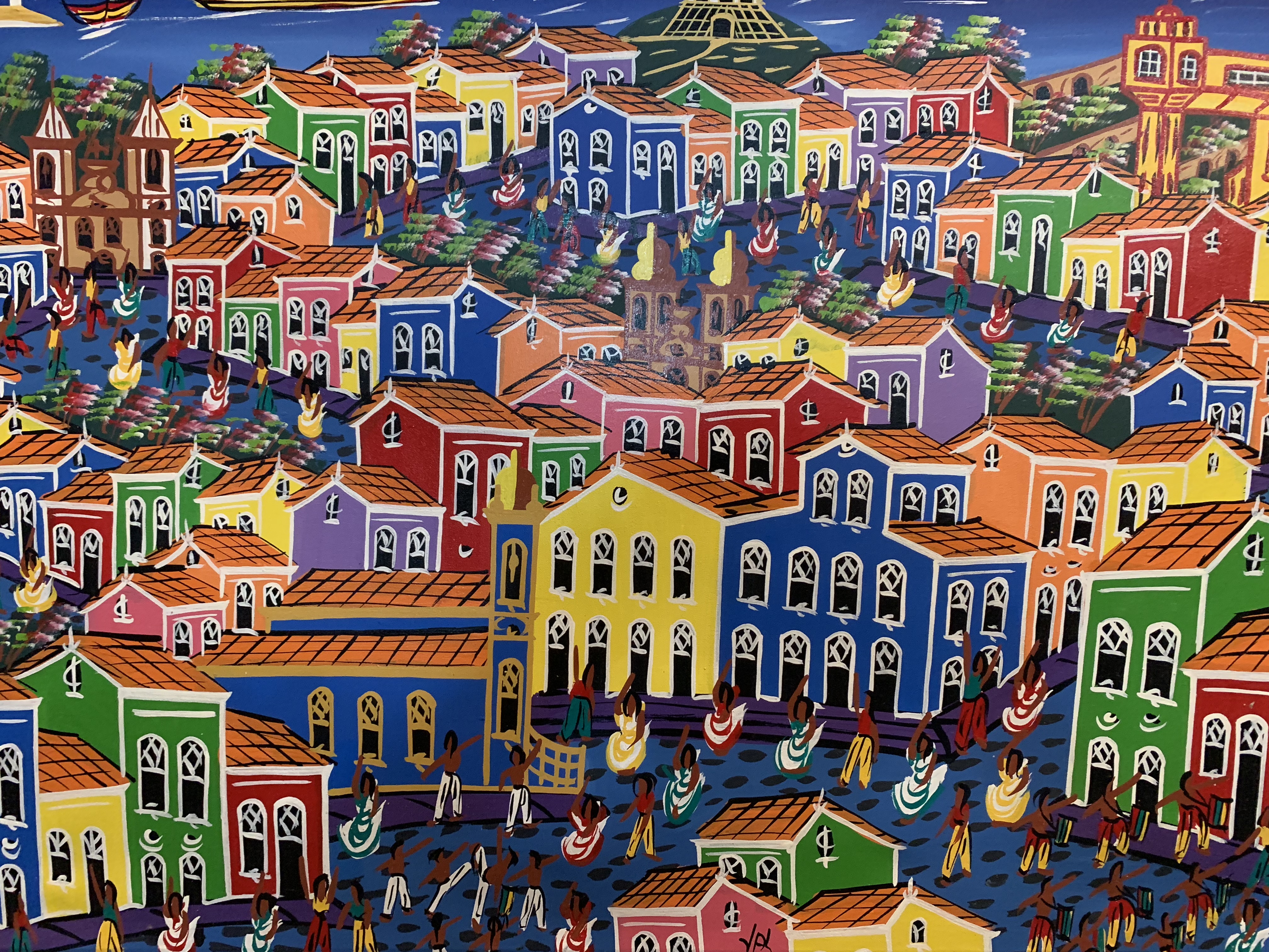 Naïve folk painting of a Pelourinho carnival scene