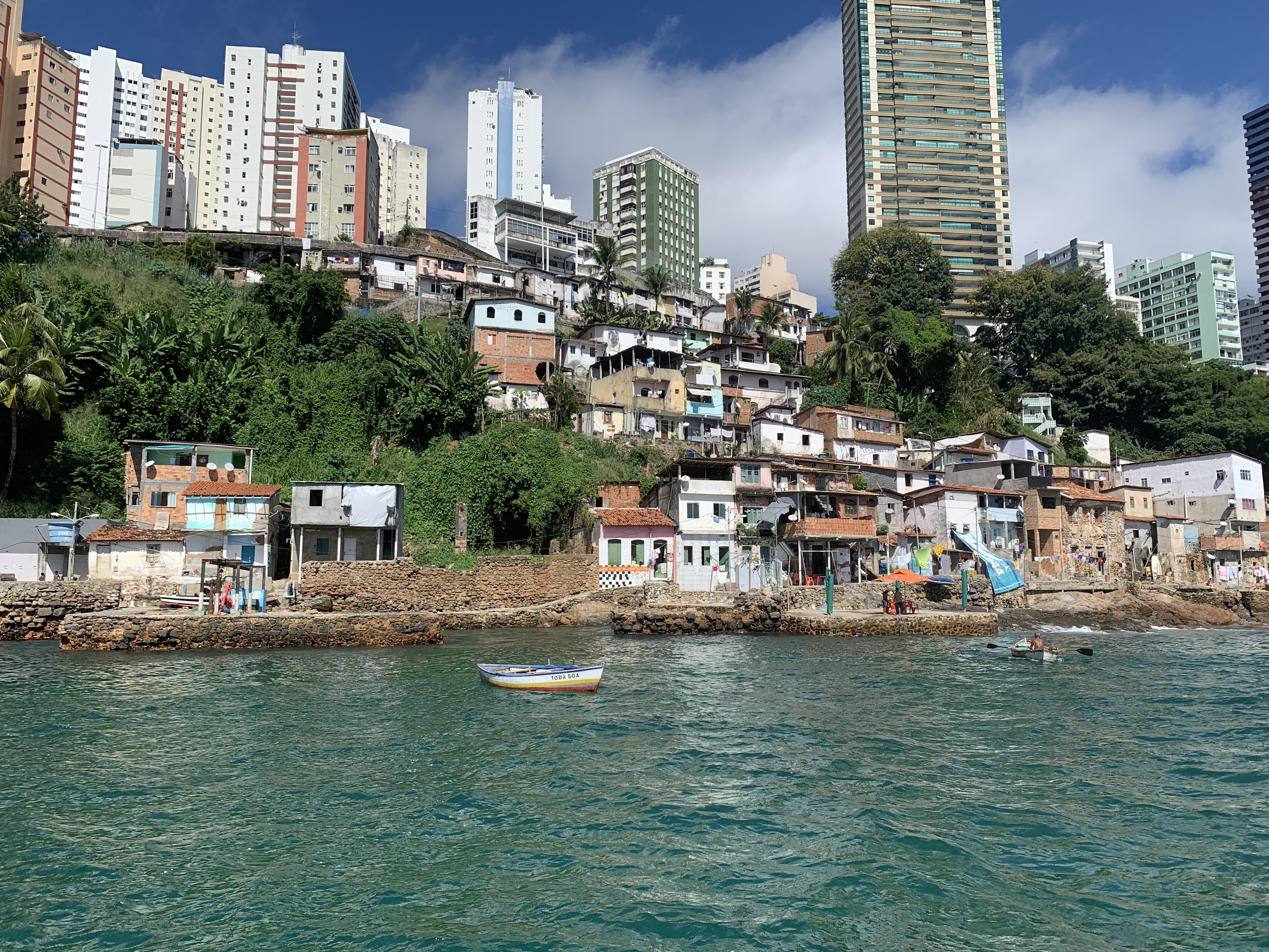 The Salvador favela waterfront seen from the water