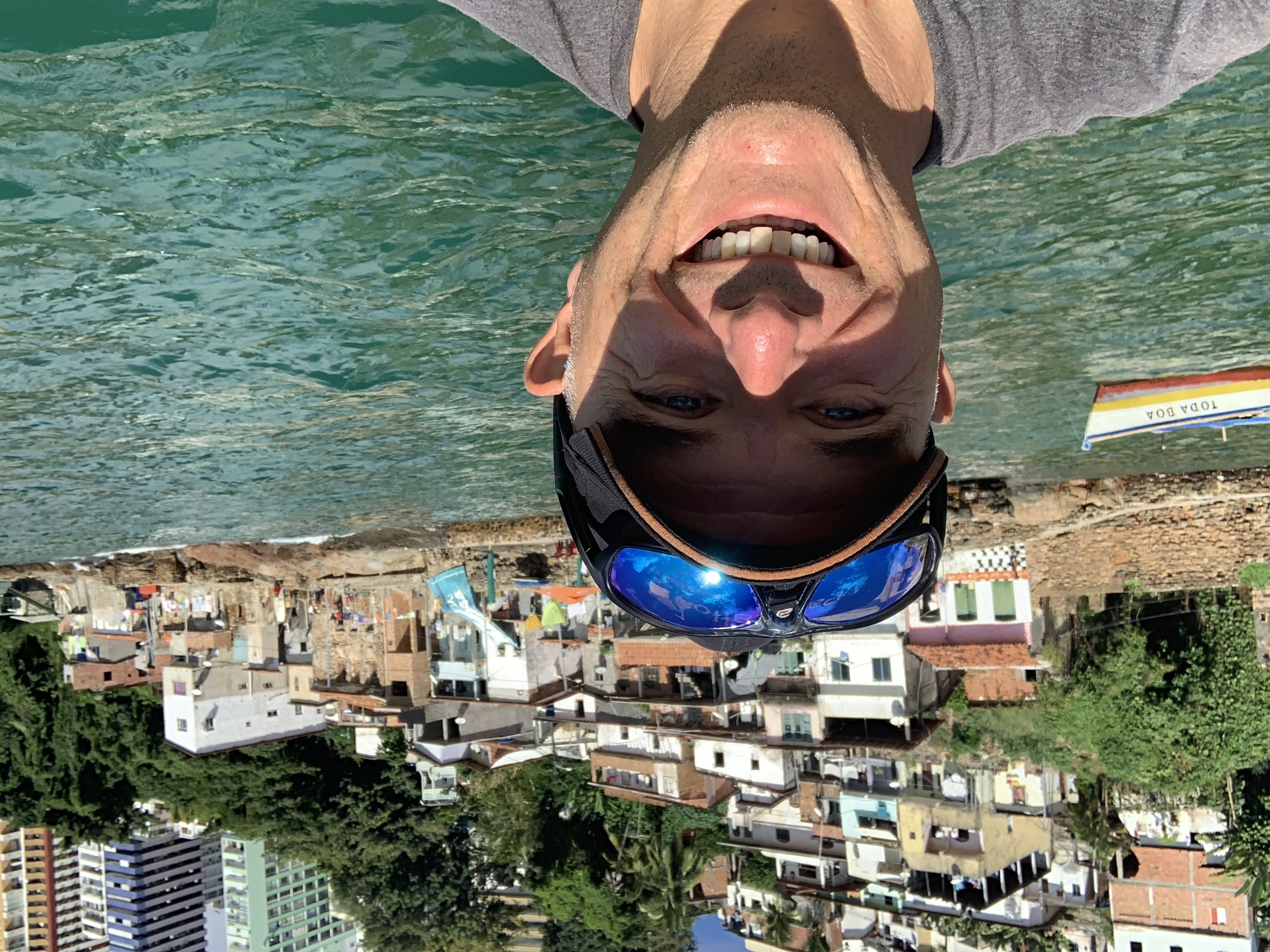 Francesco selfie on the water with the Salvador waterfront behind