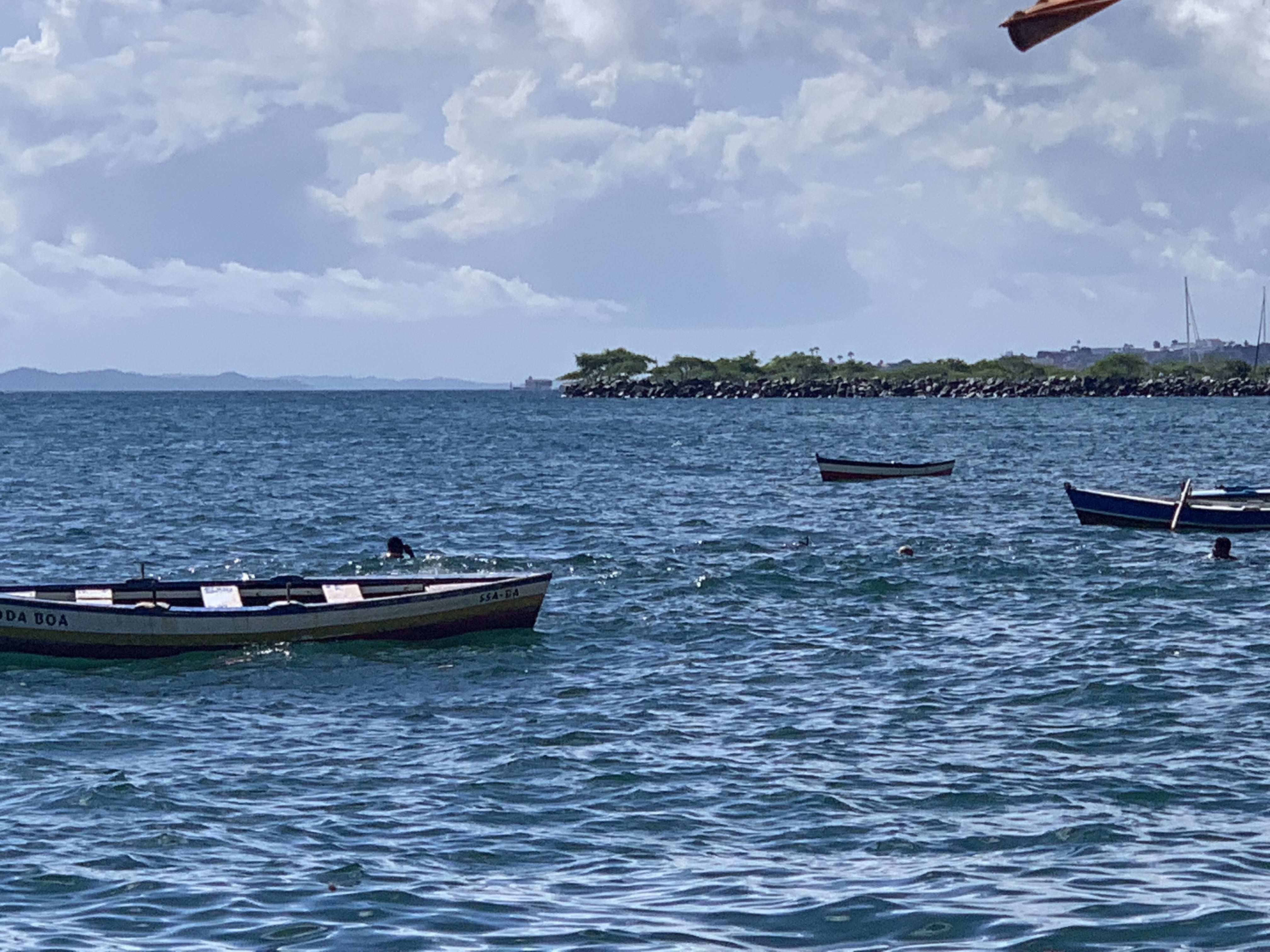 Local fishing boats moored in the Baía de Todos os Santos