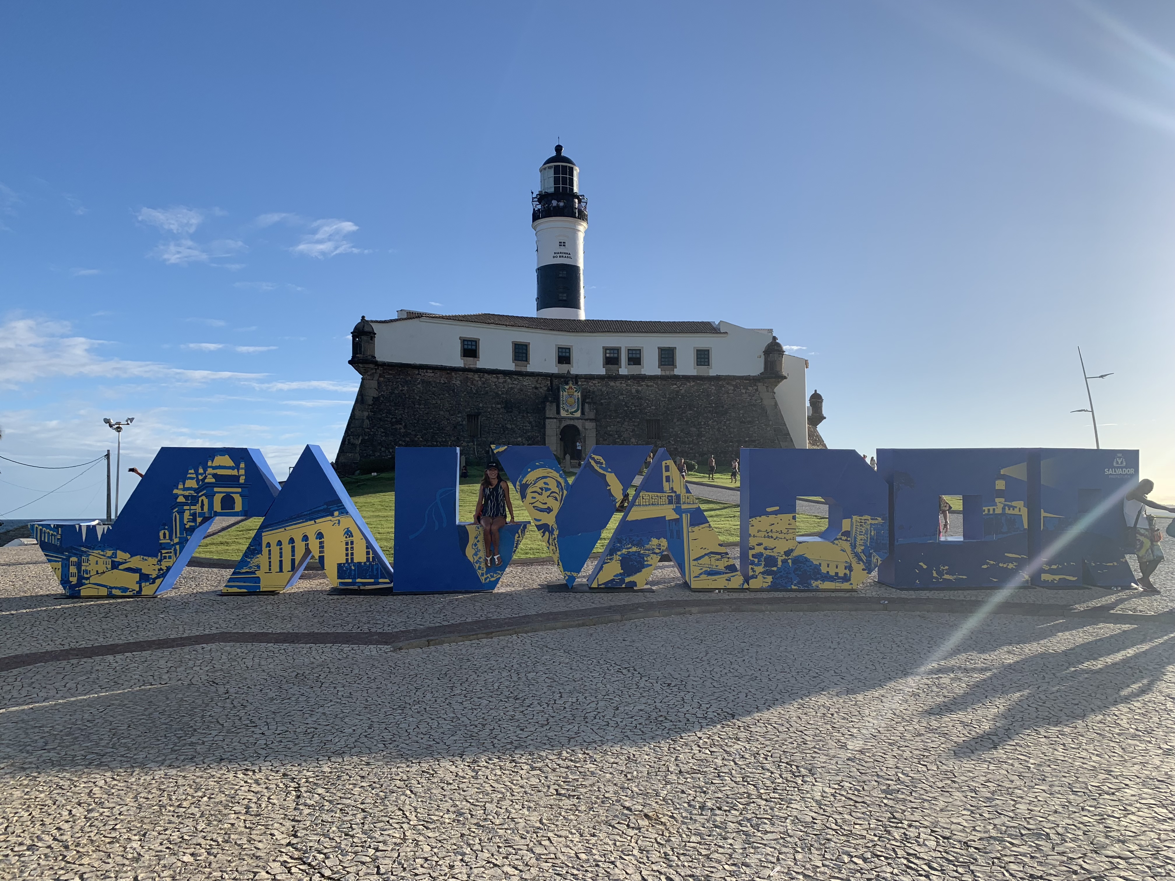 The Salvador tourist letter sign in front of Forte Santo Antônio da Barra