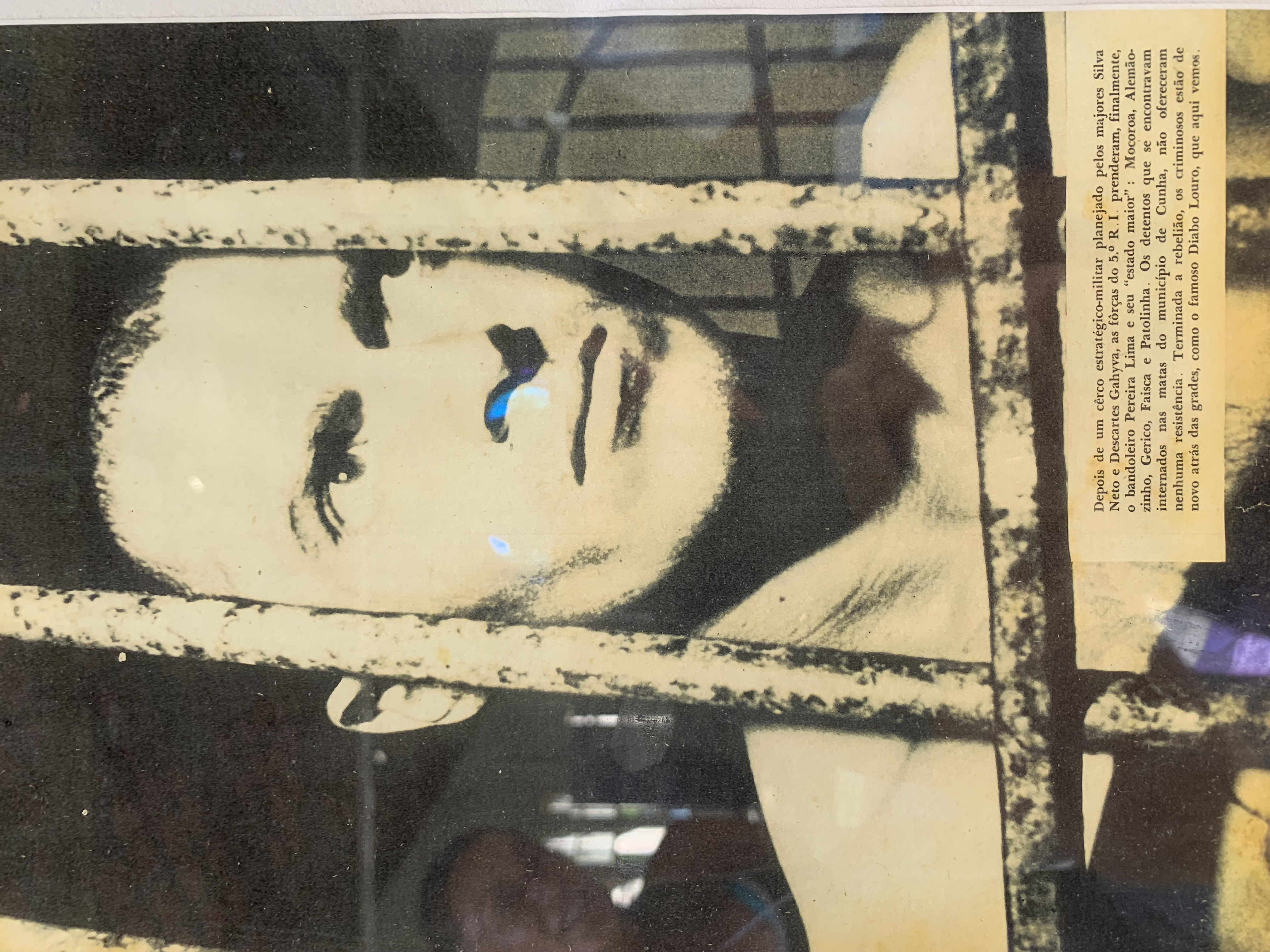 Historical mugshot of a prisoner at the Ilha Anchieta prison museum